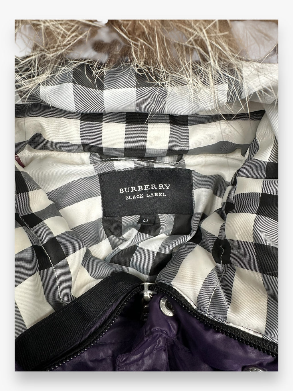 Burberry Black Label Japan Fur Puffer Jacket Purple