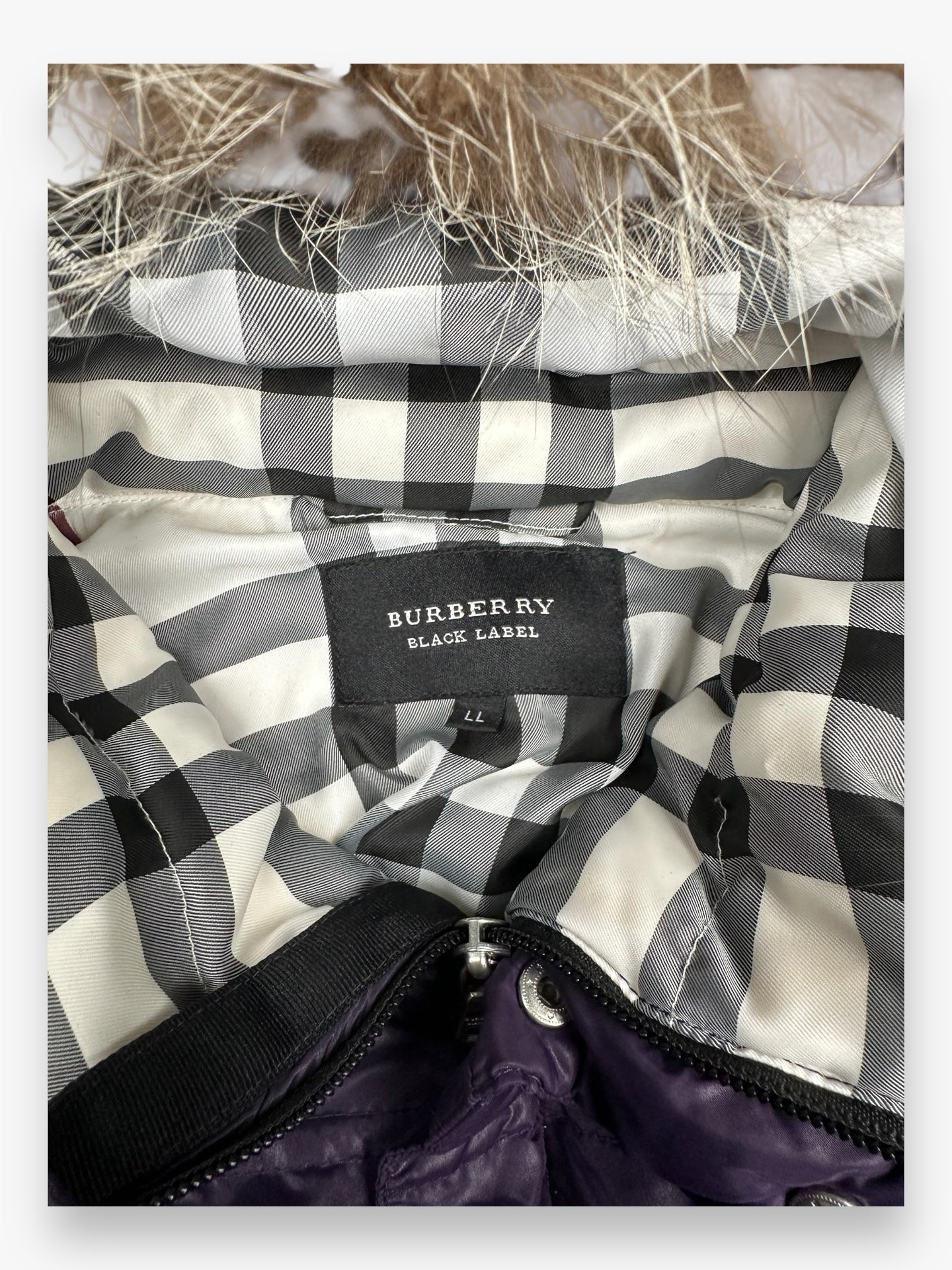 Burberry Black Label Japan Fur Puffer Jacket Purple