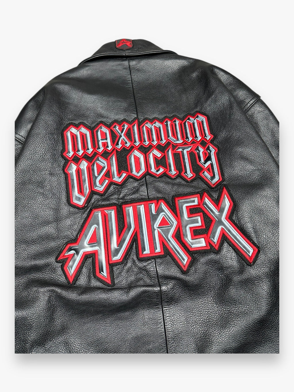 Leather Jacket Avirex « Maximum Velocity » Black Red 90s