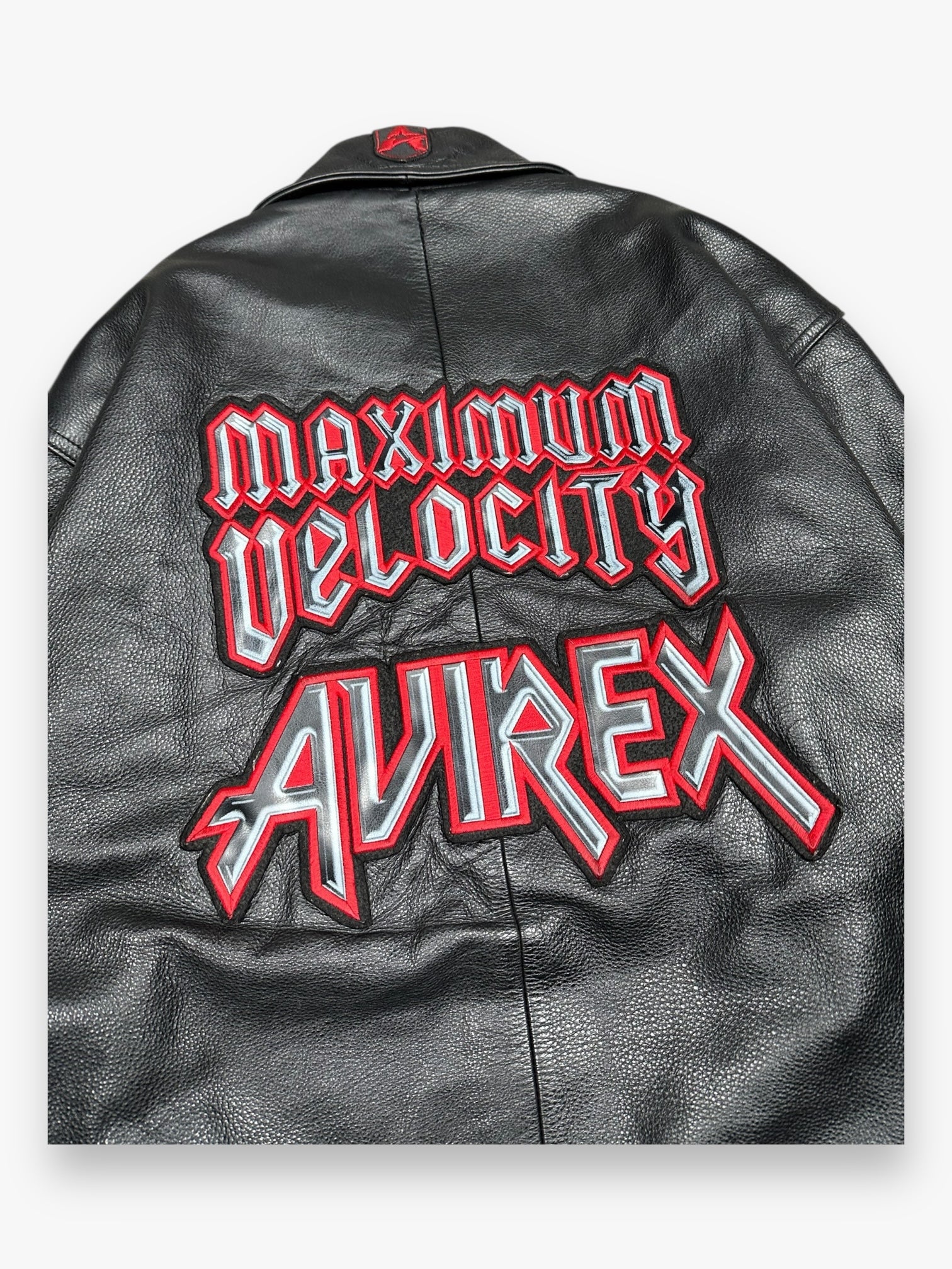 Leather Jacket Avirex « Maximum Velocity » Black Red 90s
