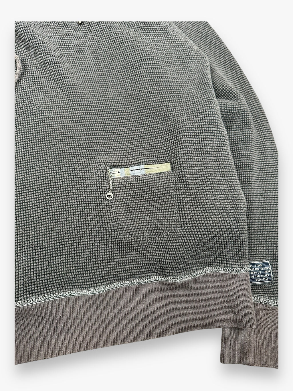 Diesel Waffle Hooded Sweatshirt Grey vintage