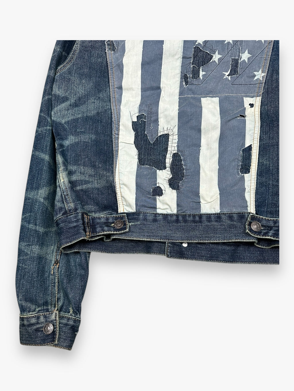Ralph Lauren Denim &amp; Supply Destroy USA Flag Denim Jacket Blue