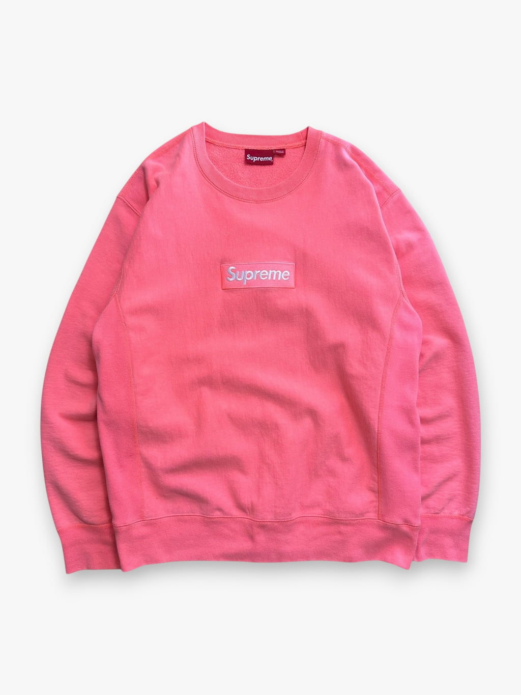 Sweatshirt Crewneck Supreme Box Logo Fluorescent Pink FW18