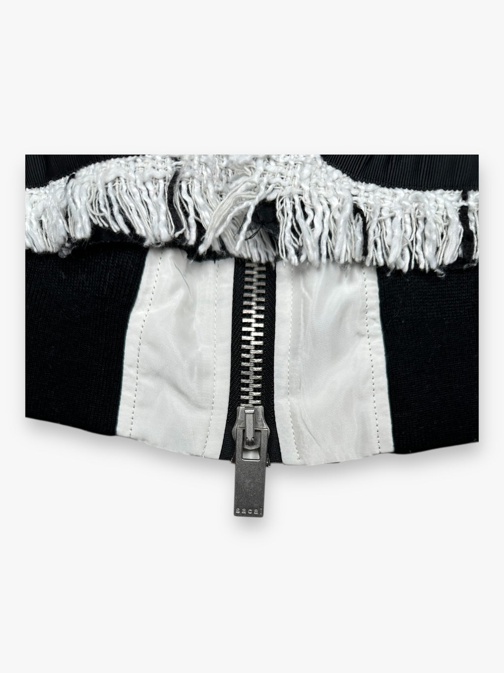 Sacai Bomber Tweed Jacket White Black SS18