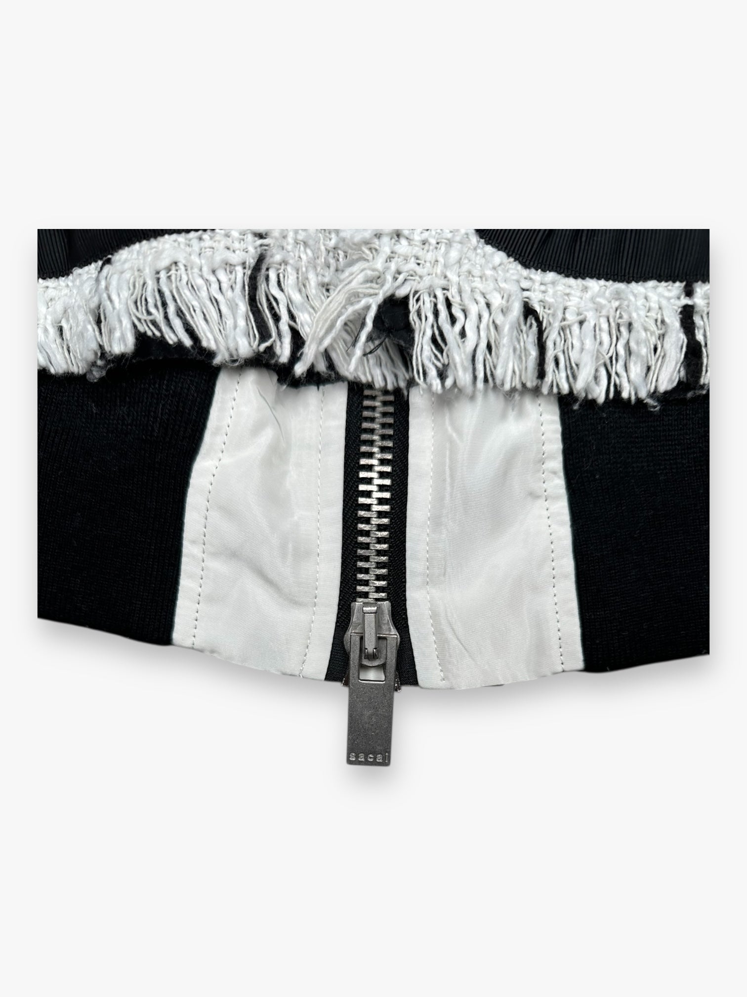 Sacai Bomber Tweed Jacket White Black SS18