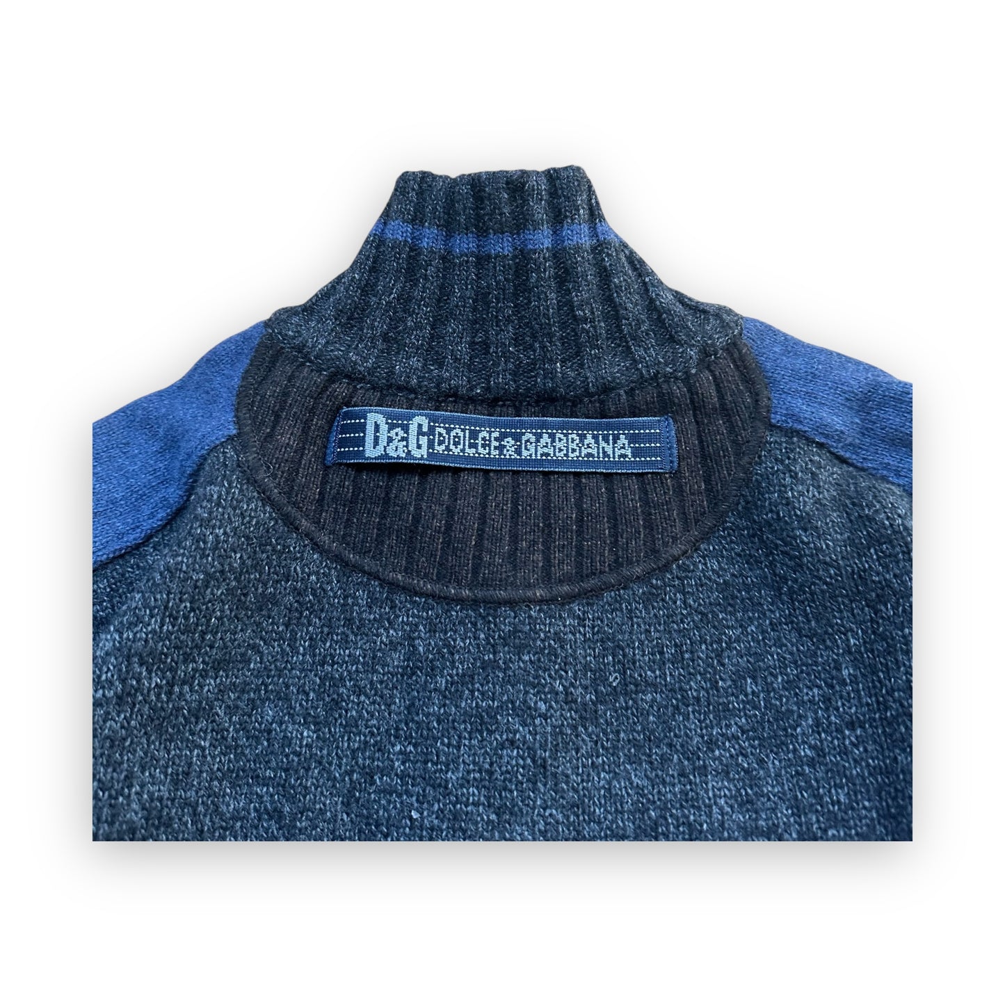 Sweater Dolce & Gabbana Pattern Black Grey Blue vintage (M)