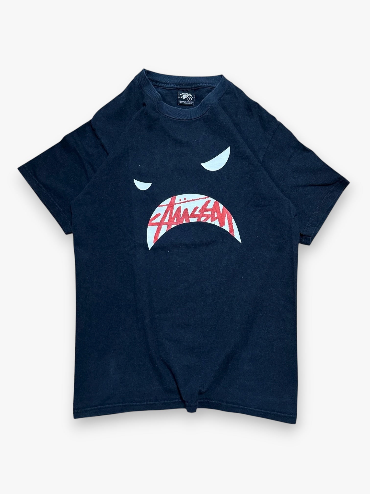 Tee Stussy Angry Face Black Orange vintage