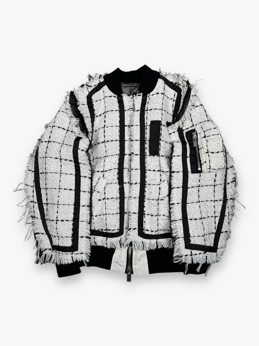 Sacai Bomber Tweed Jacket White Black SS18