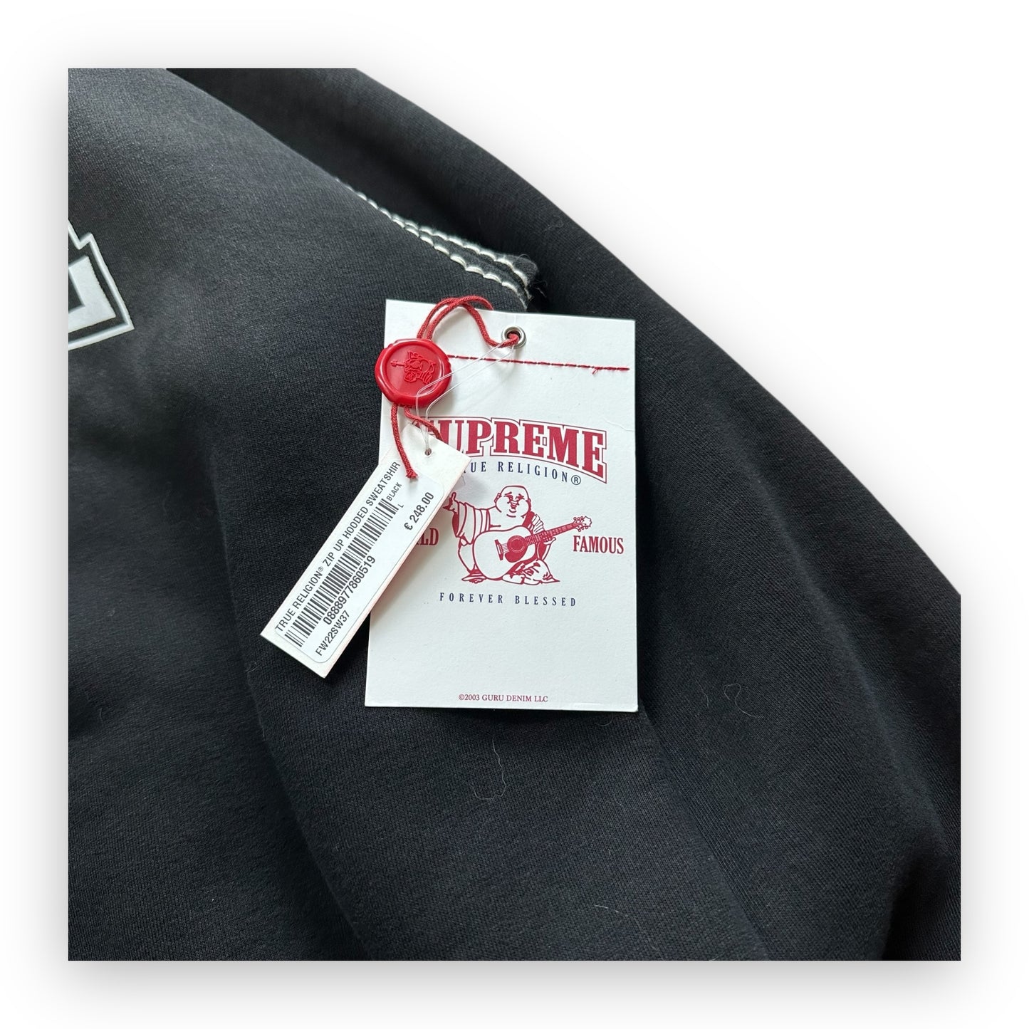 Sweatshirt Hoodie Zip Supreme True Religion Black FW22 (L)
