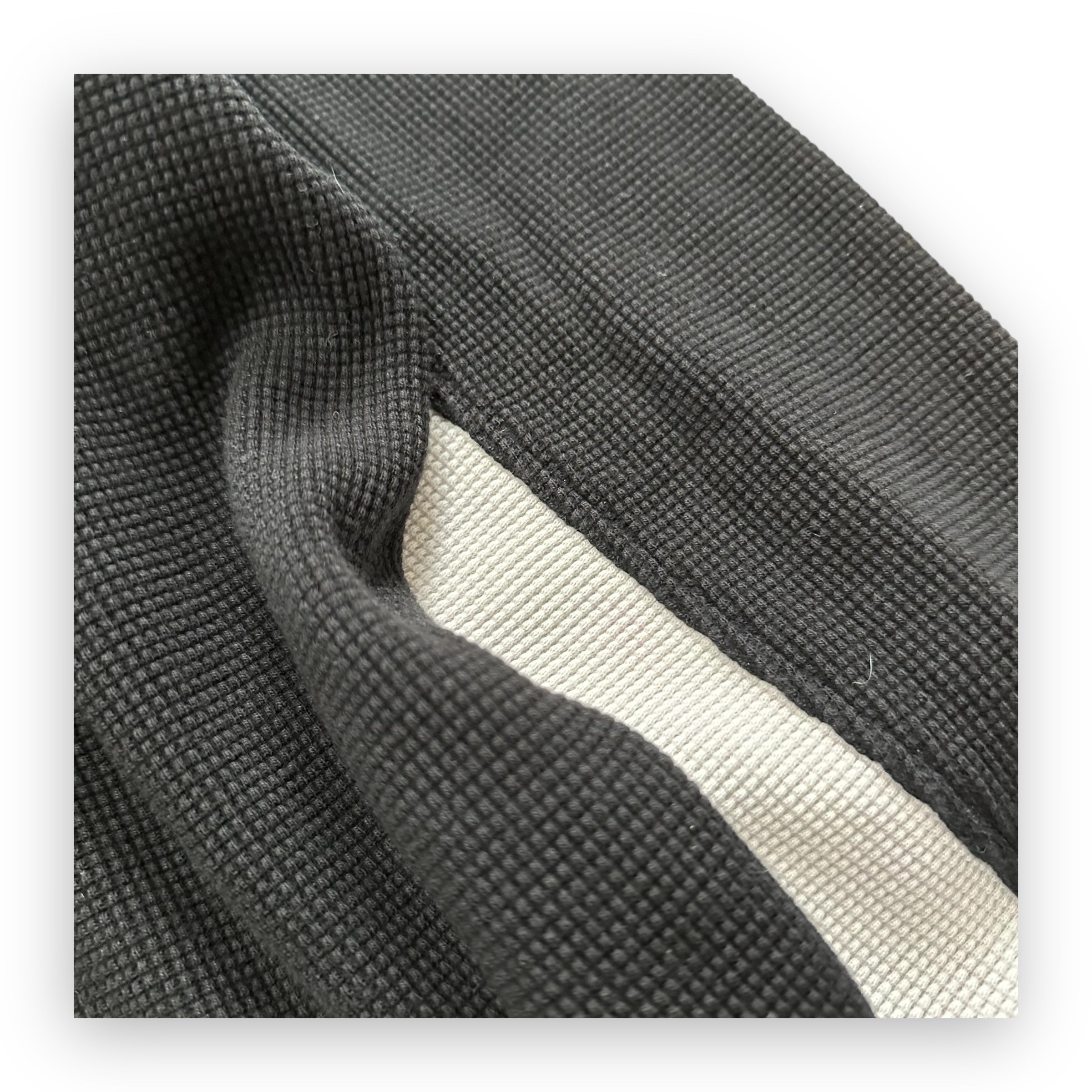 Sweatshirt Crewneck Supreme Panel Stripe Waffle Thermal Black SS20