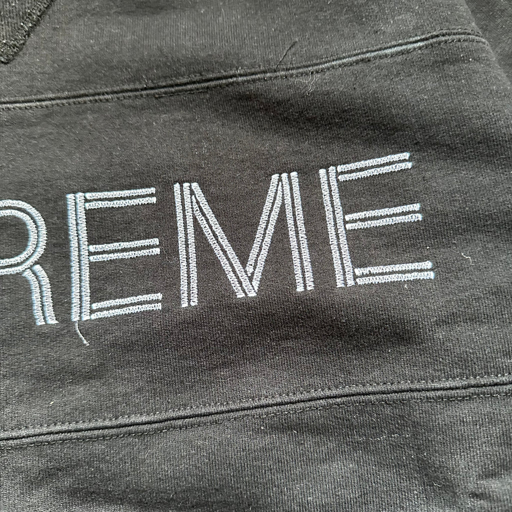 Supreme Zig Zag Stitch Panel Crewneck Sweatshirt Black FW17