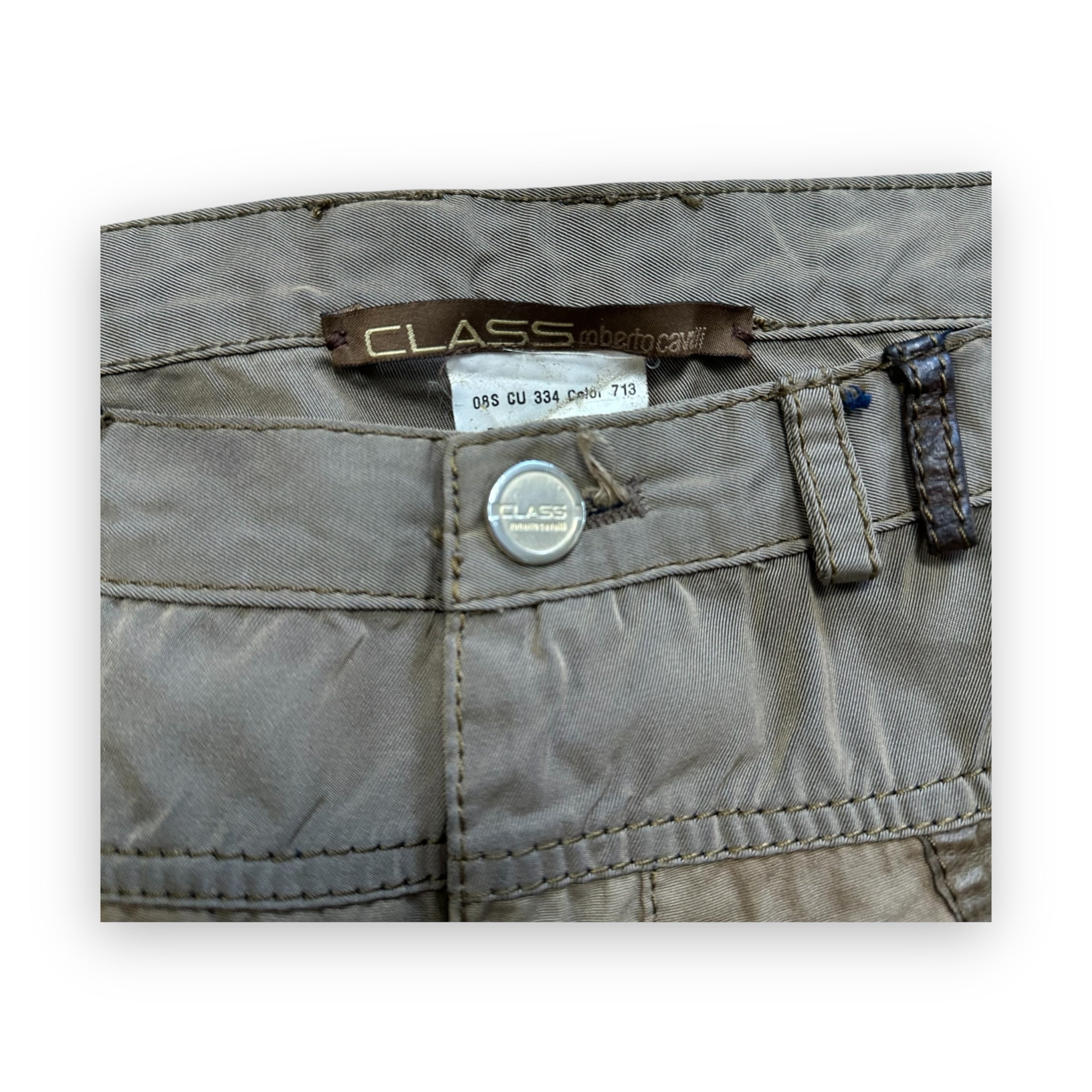 Pant Roberto Cavalli Hybrid Leather Brown vintage