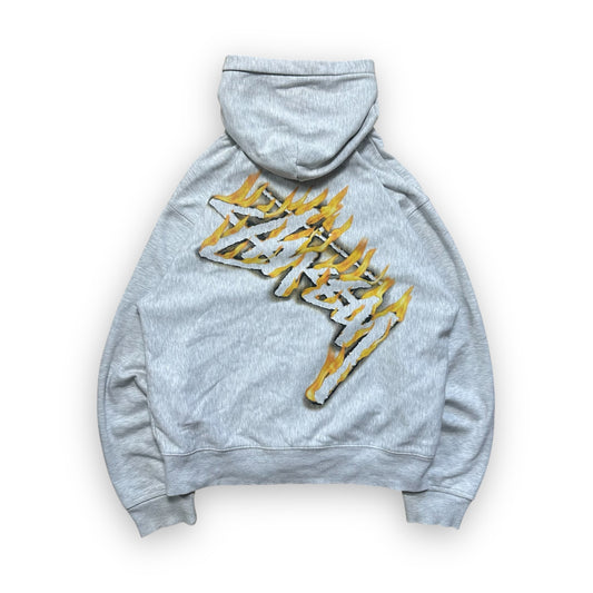 Sweatshirt Hoodie Zip Stussy Burning Grey (L)