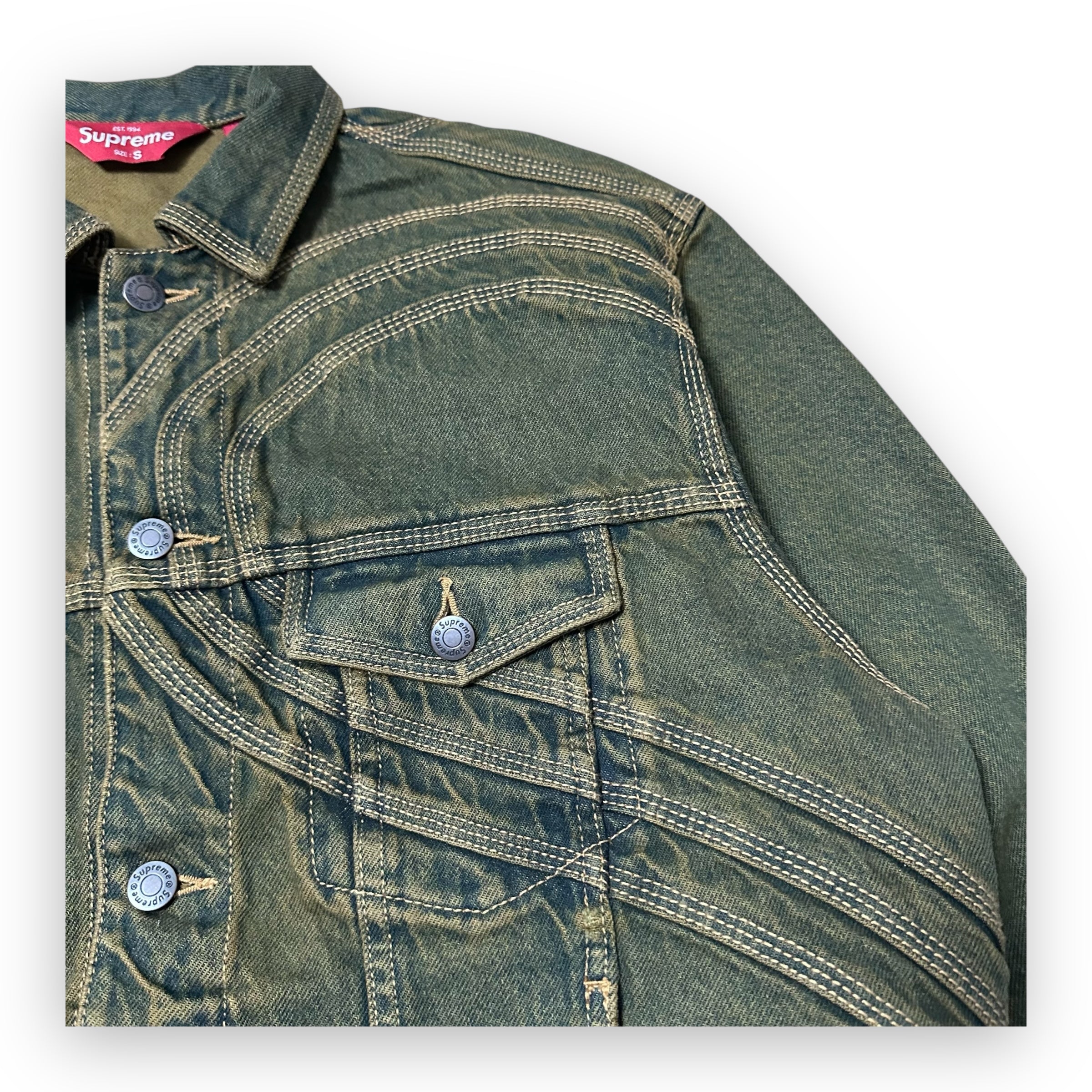 Jacket Supreme Denim S Logo Dirty Green SS24