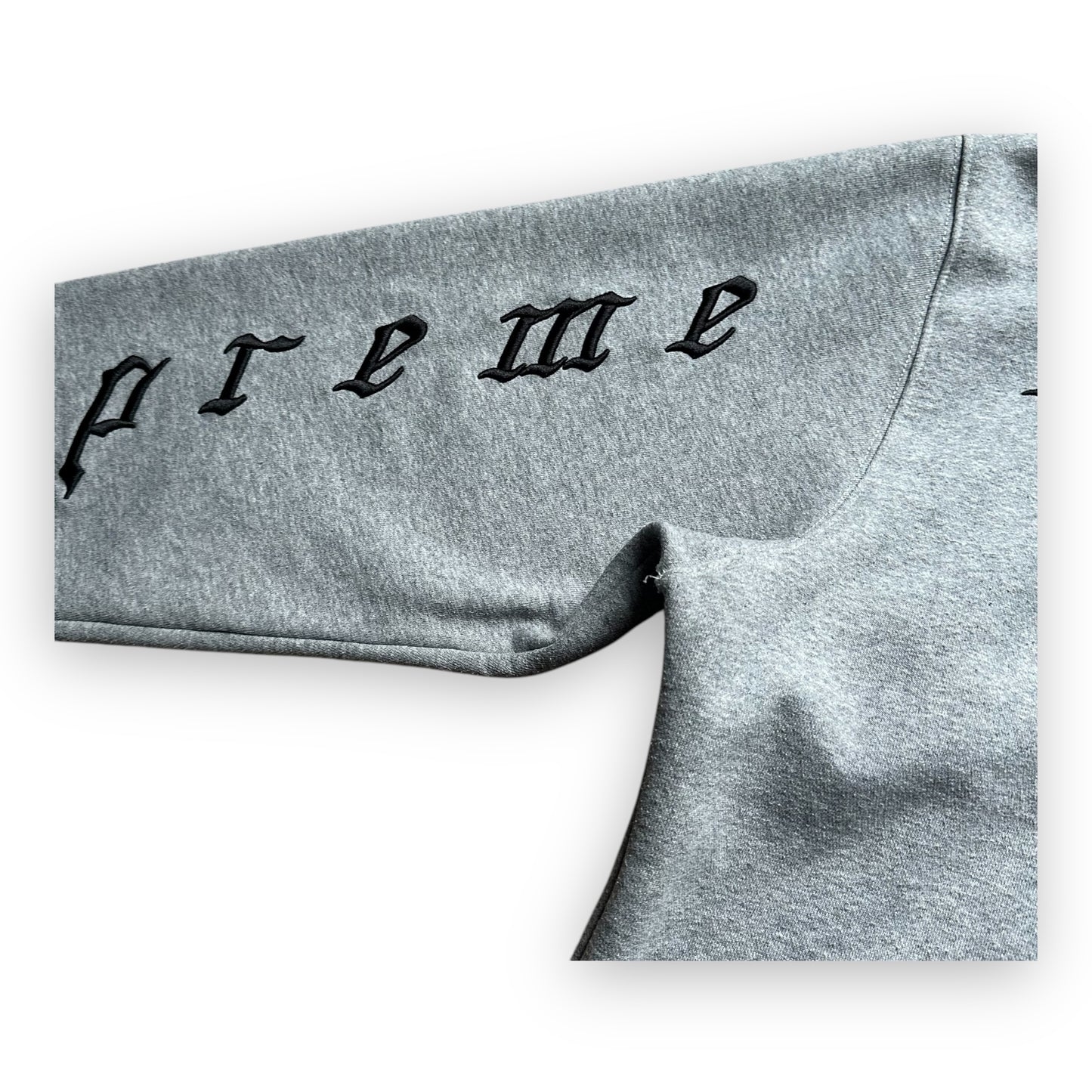 Sweatshirt Hoodie Supreme Raised Embroidery Heather Grey (XL)