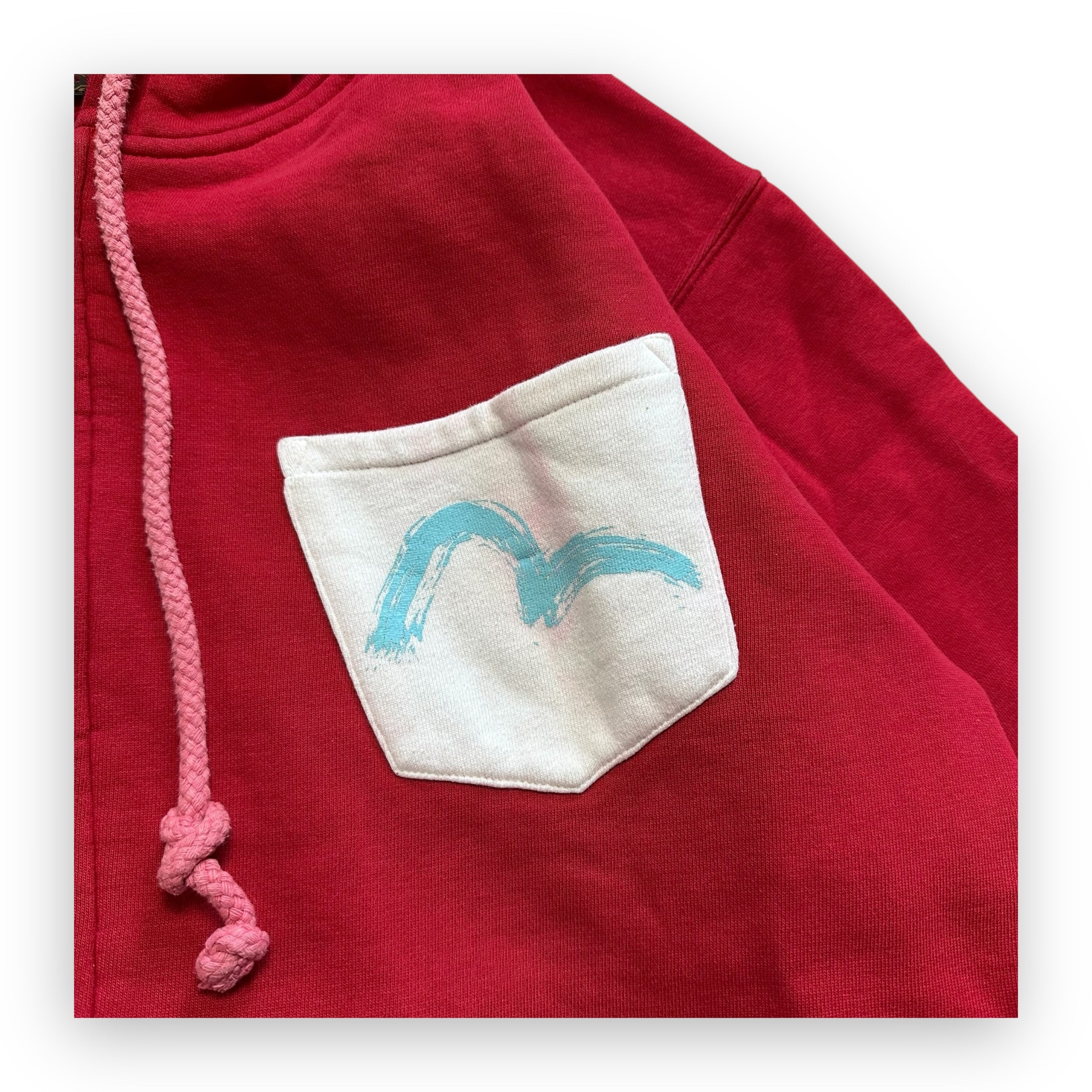 Sweatshirt Hoodie Zip Evisu Multi Pocket Red