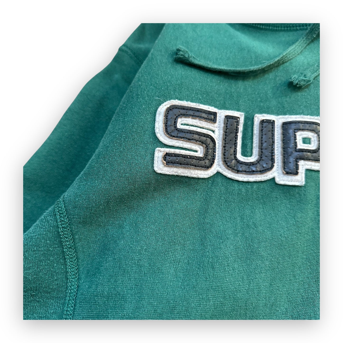Sweatshirt Hoodie Supreme Perforated Leather Dark Green FW18 (M)