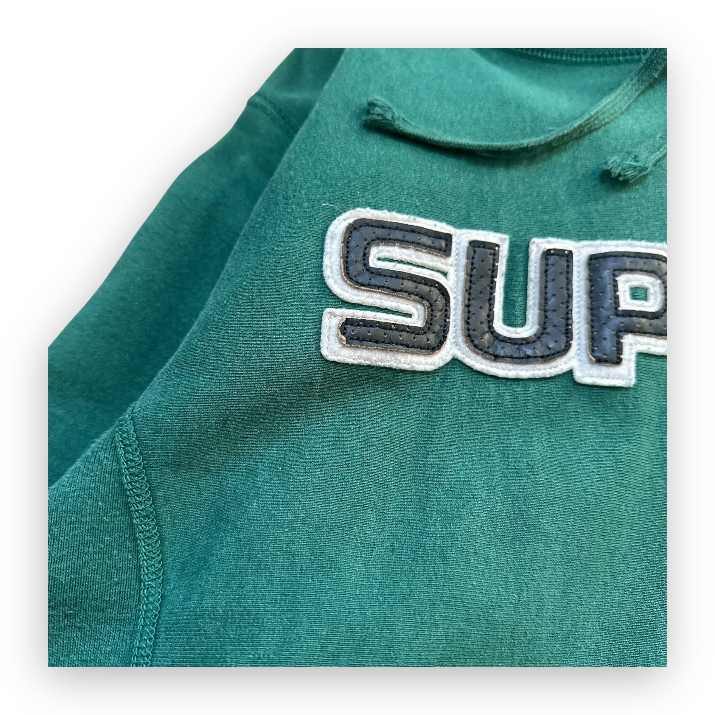 Sweatshirt Hoodie Supreme Perforated Leather Dark Green FW18