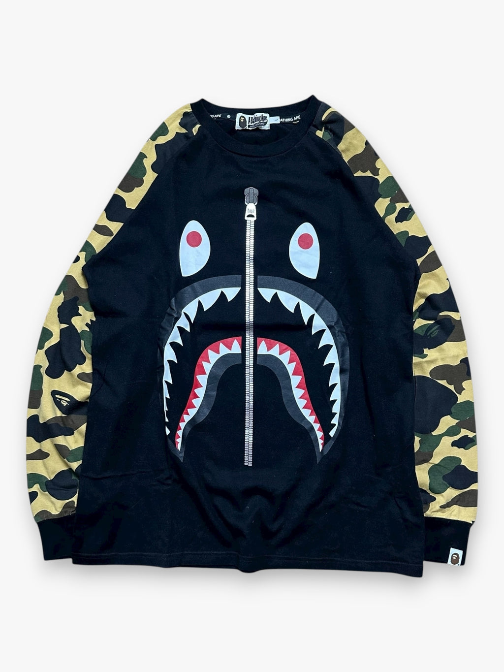 Tee Longsleeve BAPE 1st Camo Shark Black/Yellow FW18