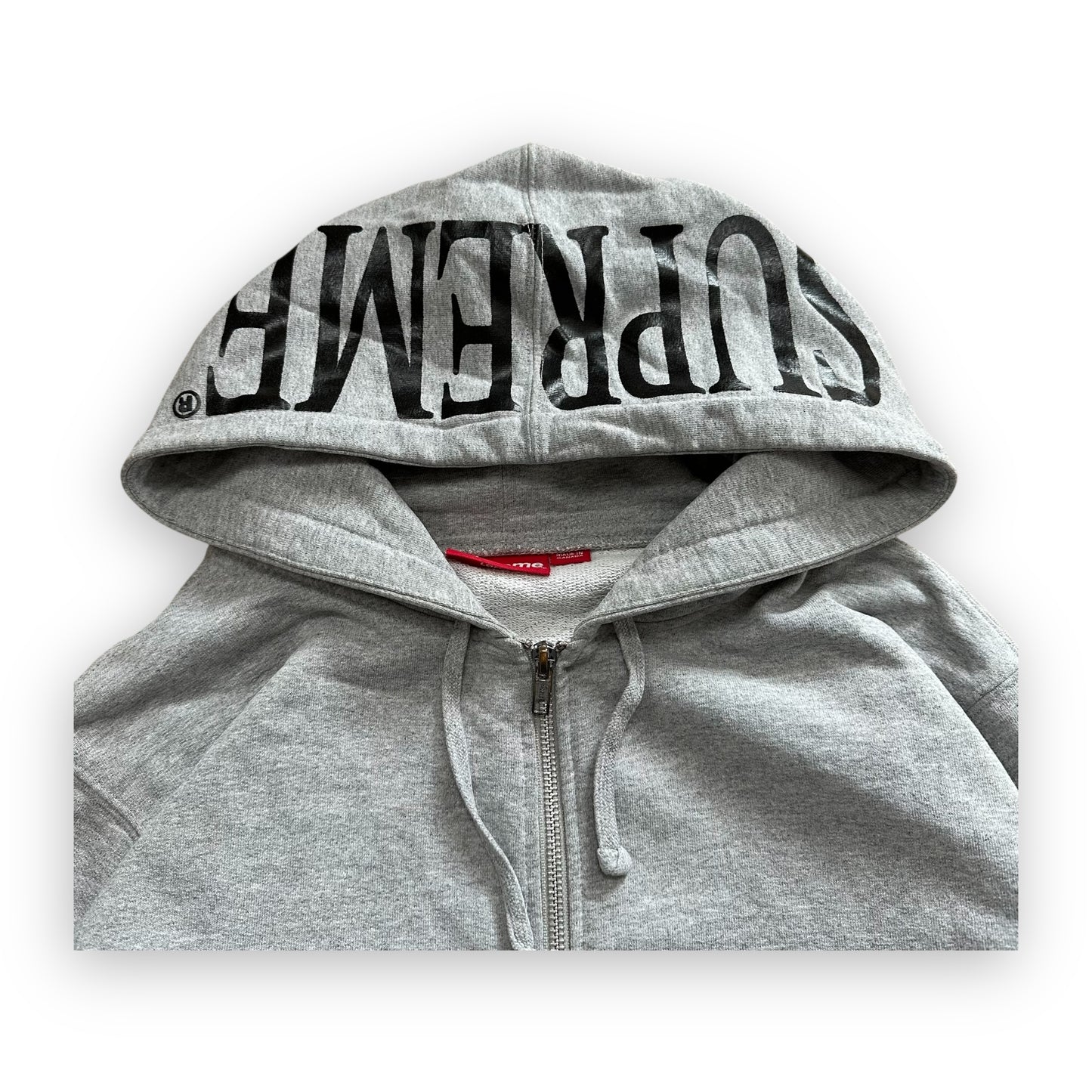 Sweatshirt Hoodie Zip Supreme Foil Logo Grey SS15 (L)