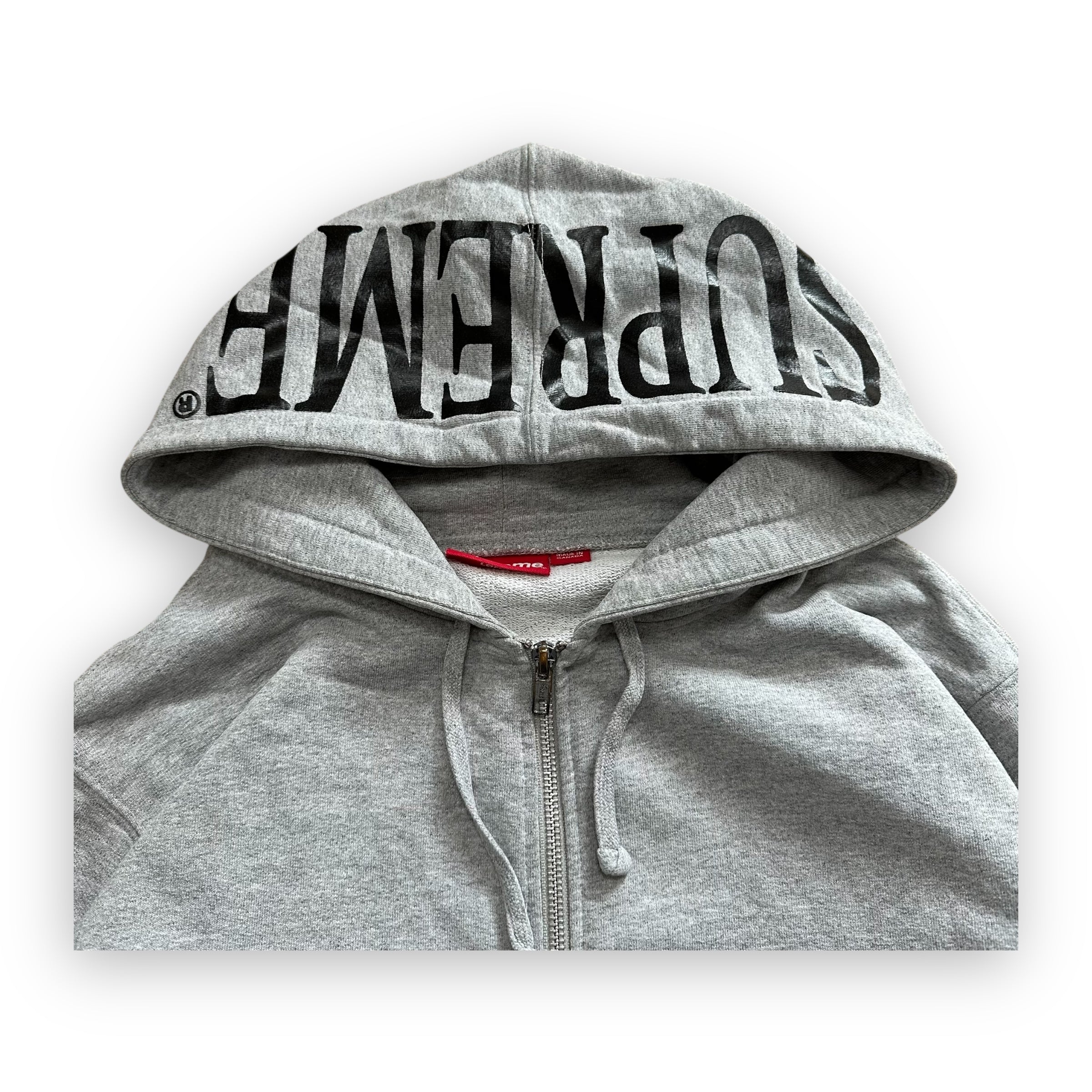 Sweatshirt Hoodie Zip Supreme Foil Logo Grey SS15