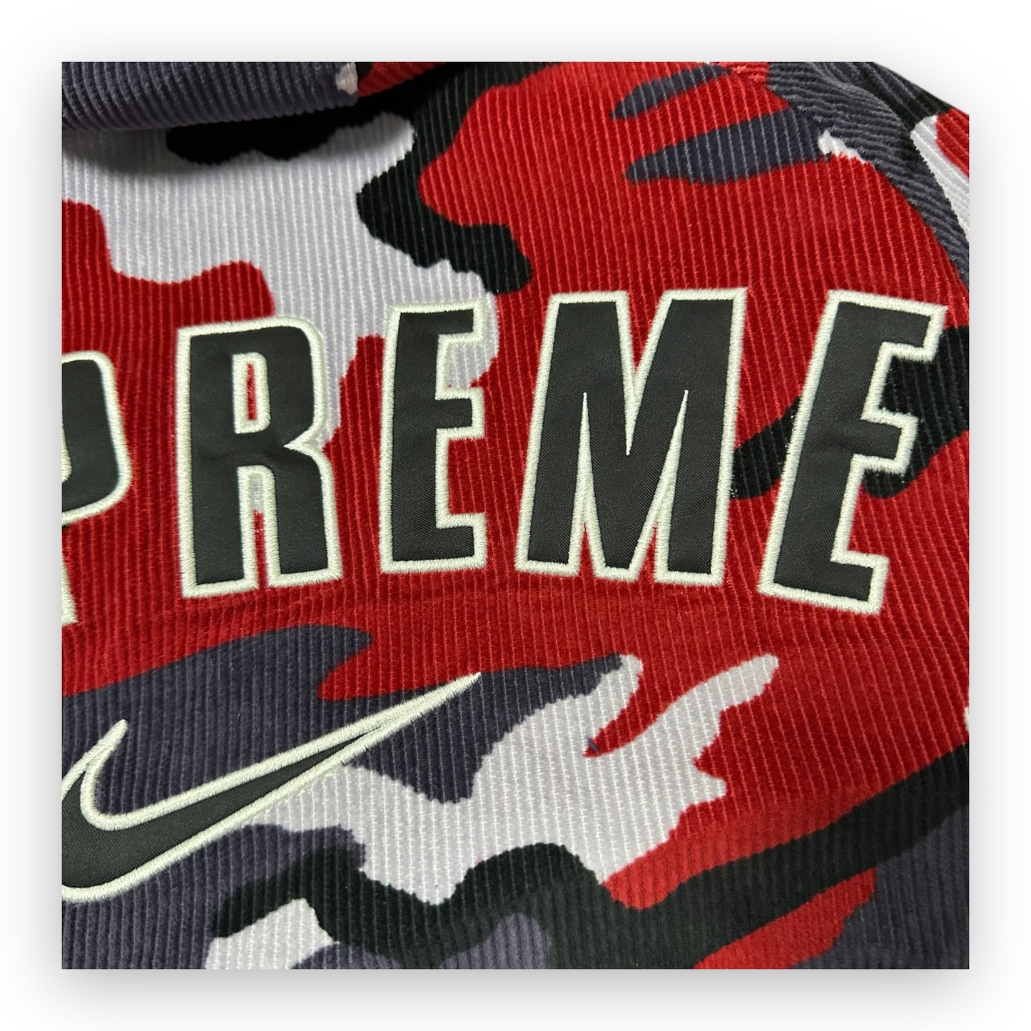 Jacket Supreme Nike Arc Corduroy Hooded Red Camo SS22 (S)