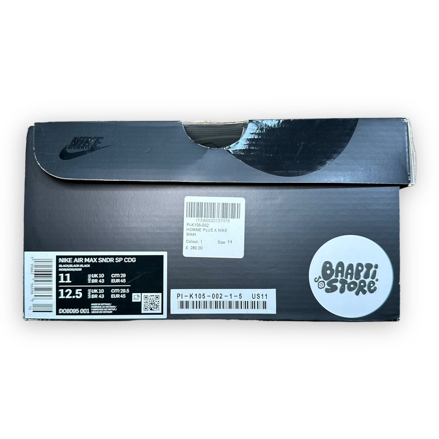 EU45 - US11 - UK10 • Air Max Sunder Comme des Garcons Black