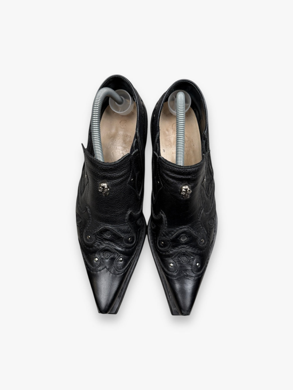 New Rock Black Metallic Leather Boots