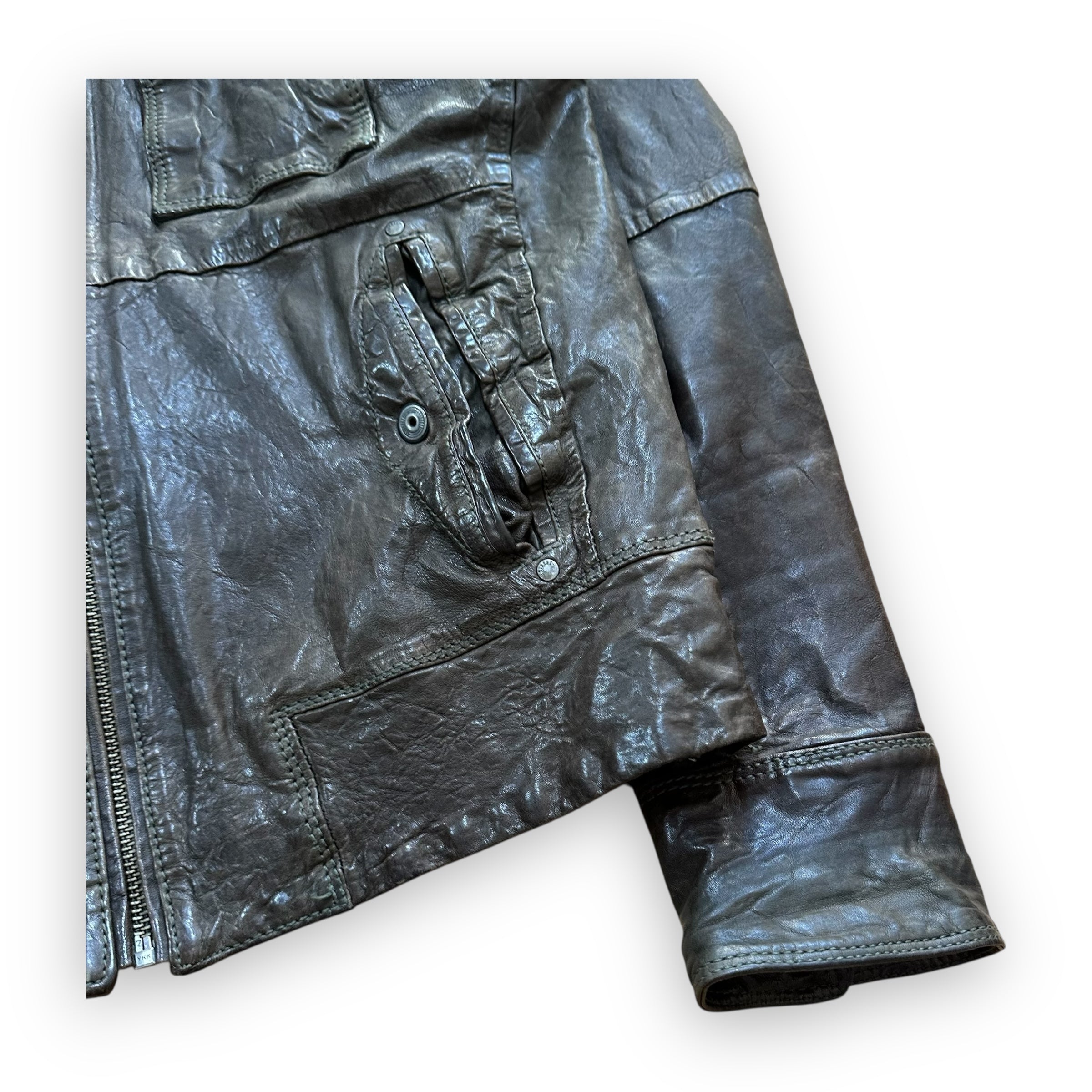 Jacket Diesel Leather Multi Pocket Brown vintage