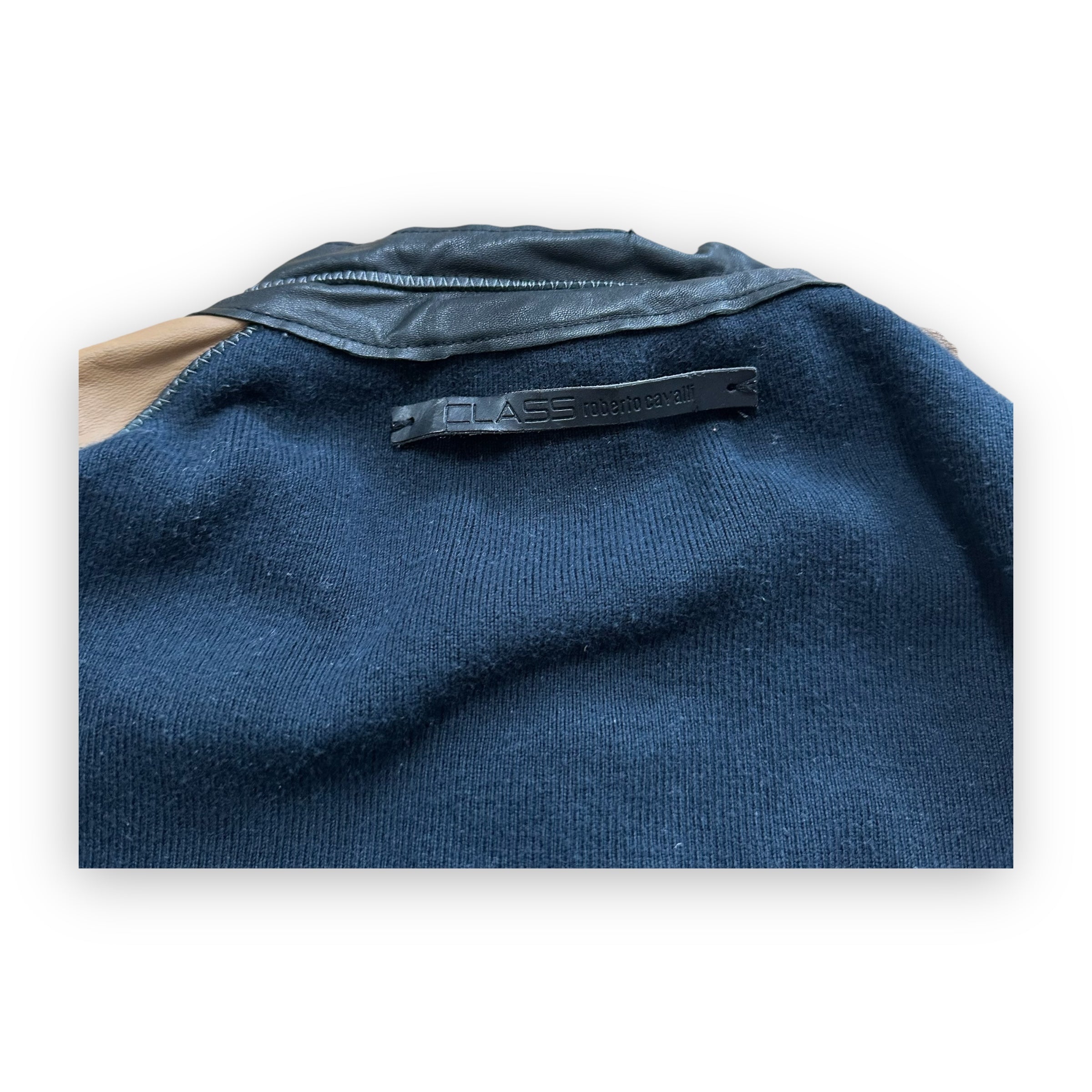 Jacket Roberto Cavalli Black Brown Leather vintage + Vest