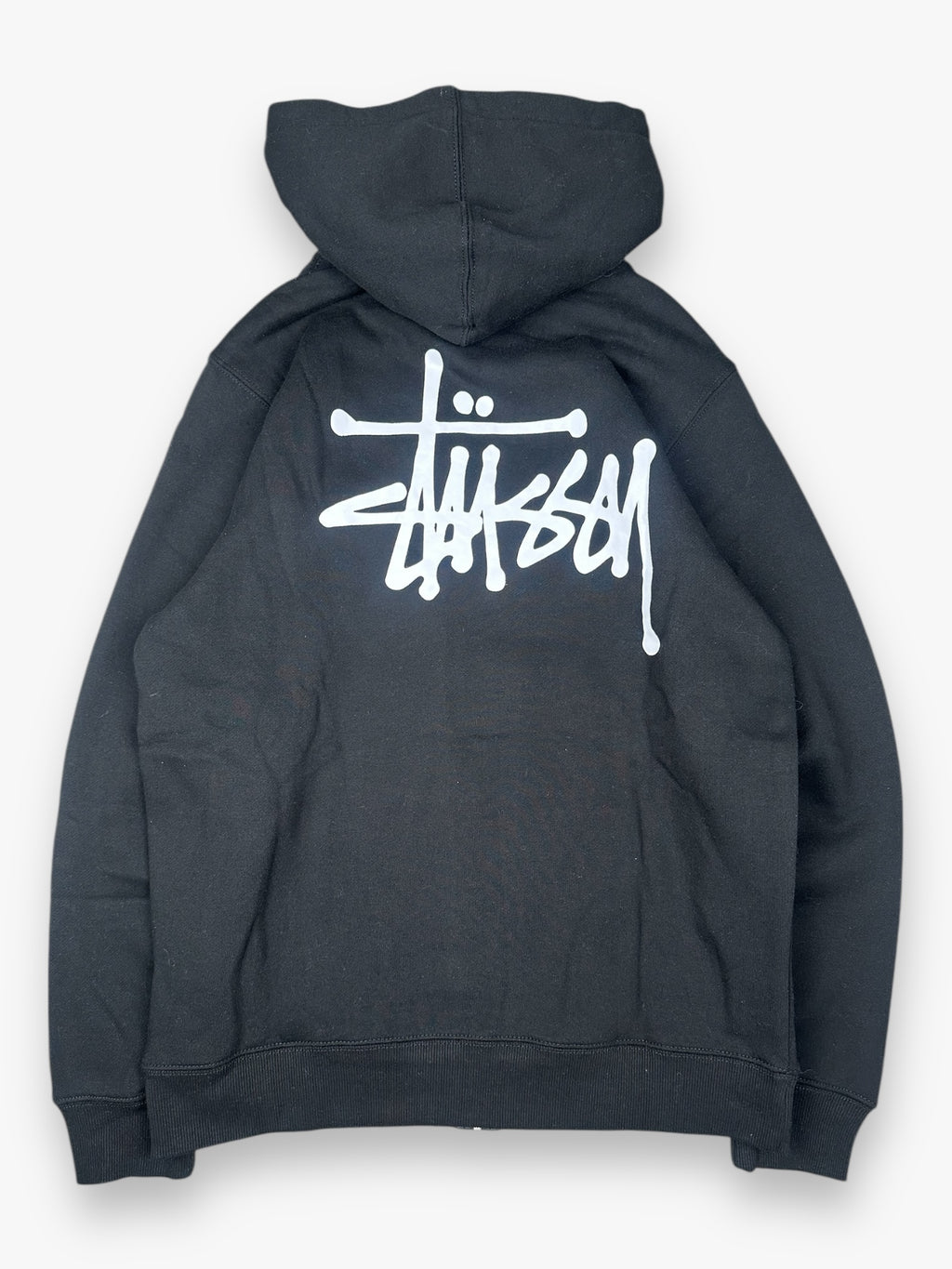 Sweatshirt Hoodie Zip Up Stussy Spell Out Black