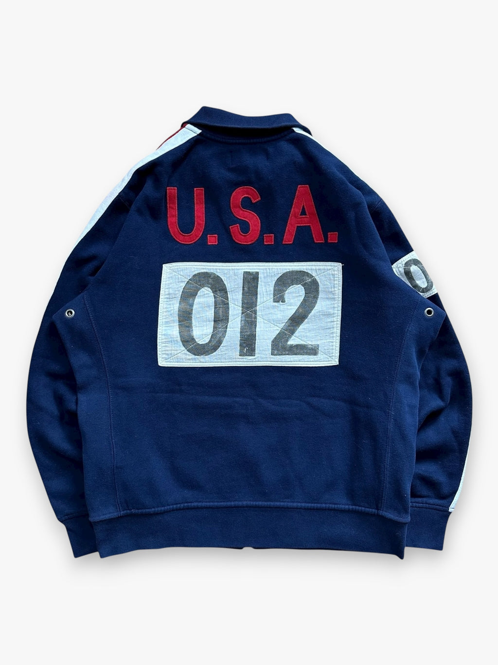 Sweatshirt Zip Ralph Lauren USA Navy Red vintage