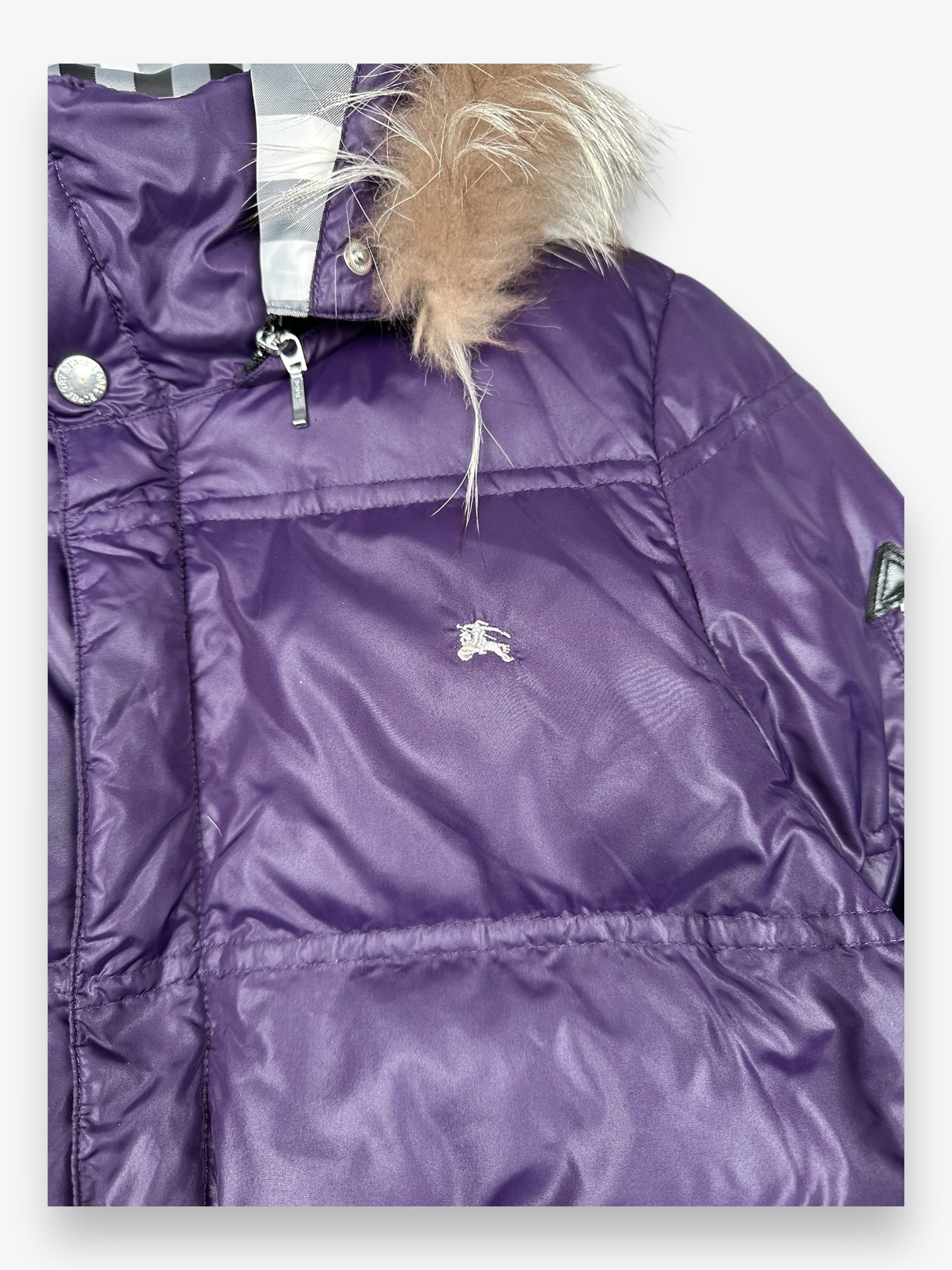 Burberry Black Label Japan Fur Puffer Jacket Purple