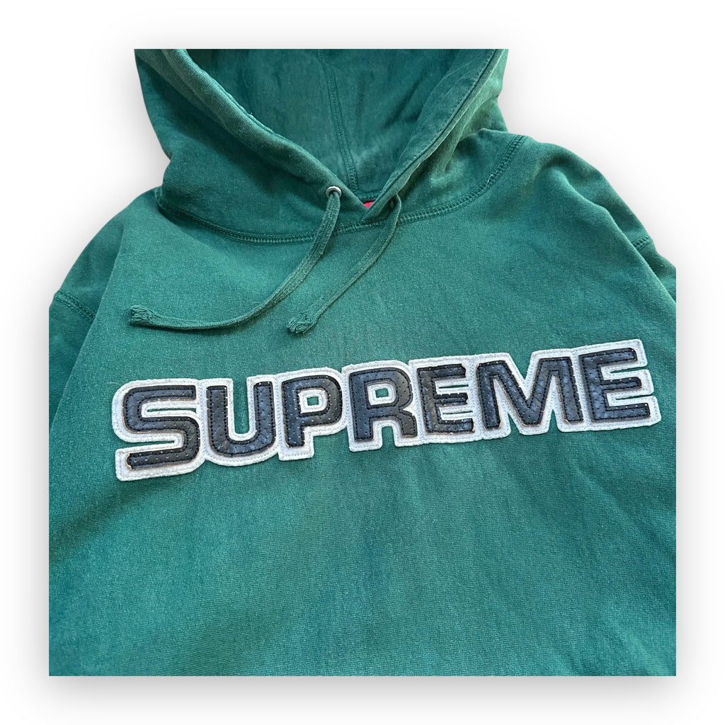 Sweatshirt Hoodie Supreme Perforated Leather Dark Green FW18
