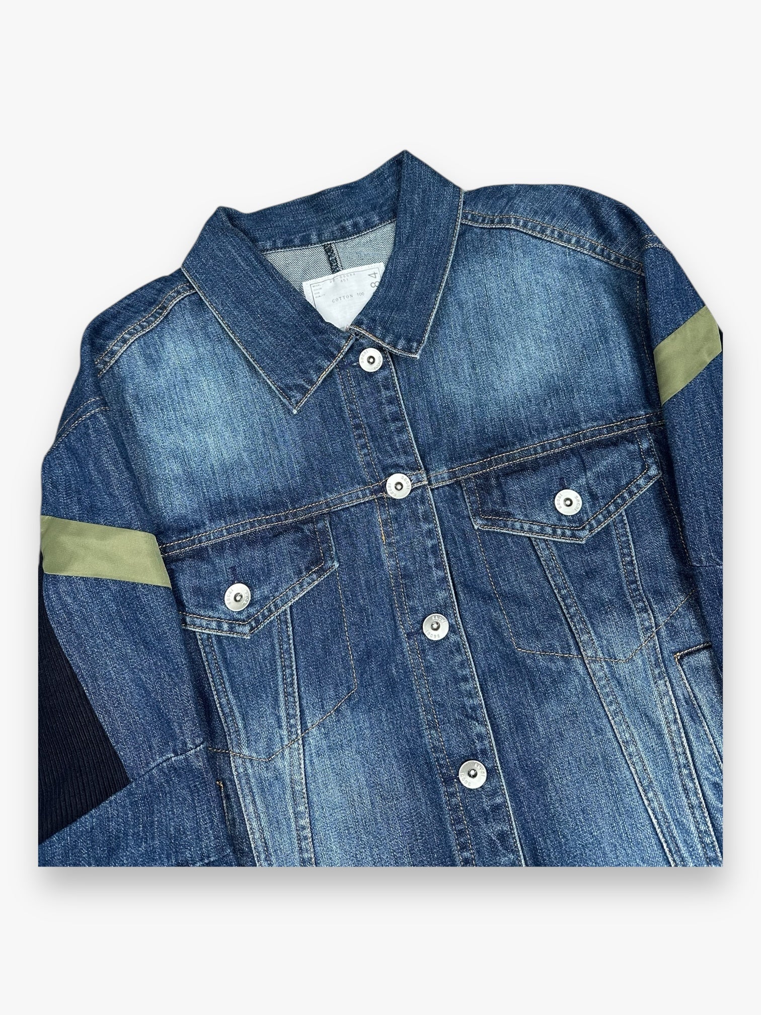Sacai Denim Jacket Destroy Olive Blue