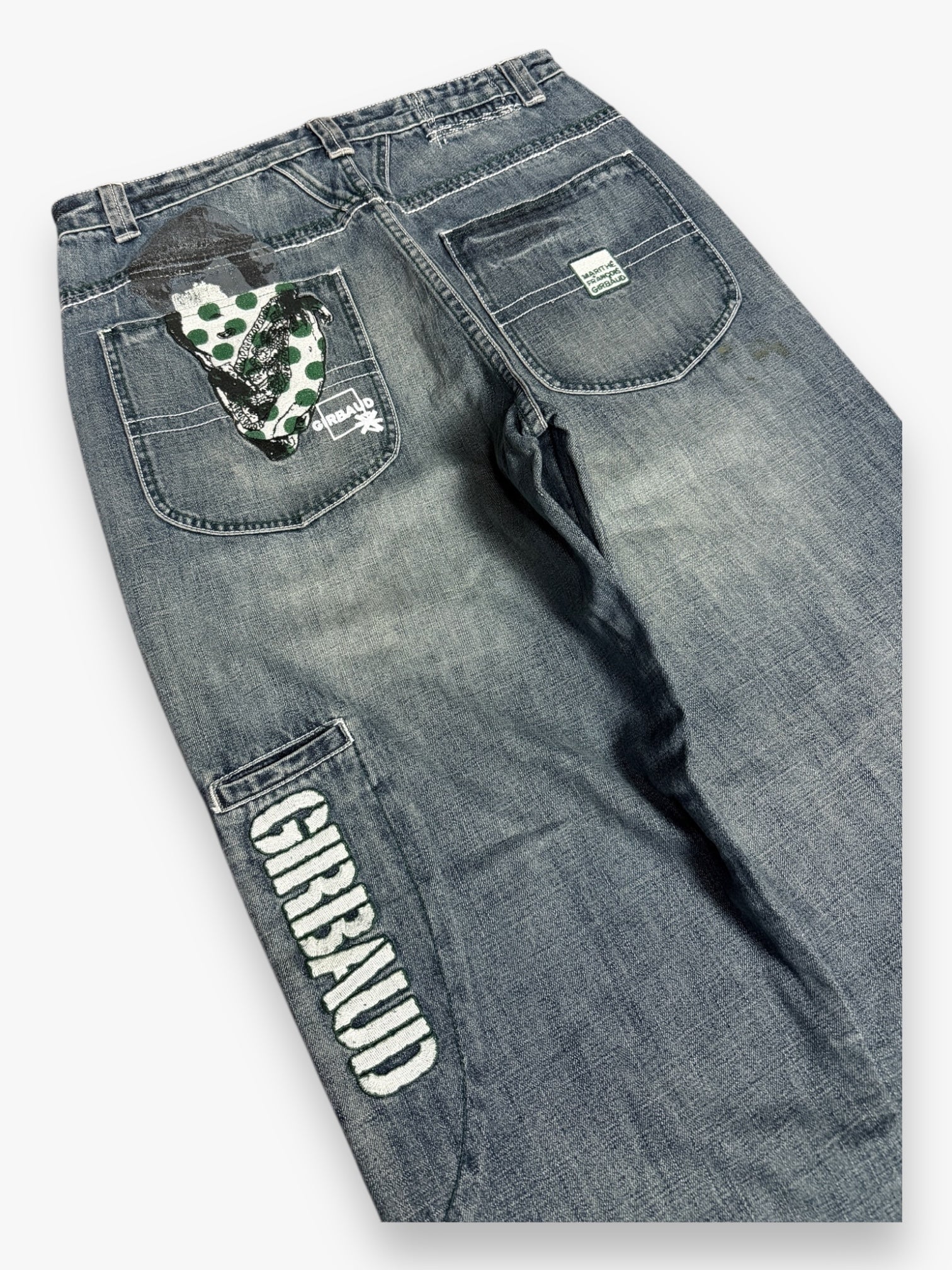 Marithe + Francois Girbaud Embroidered SAMPLE Jeans Faded Grey