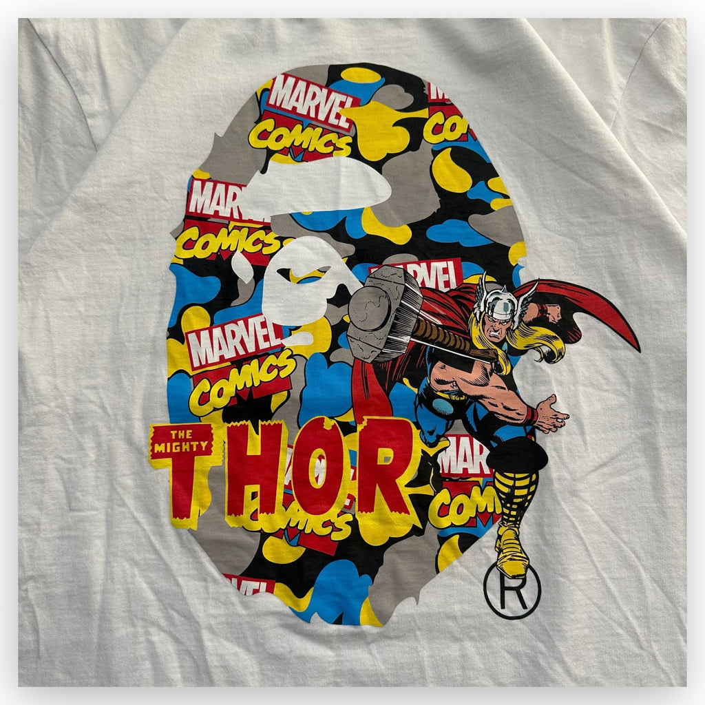 Tee Bape Marvel Comics Camo Mighty Thor White SS21