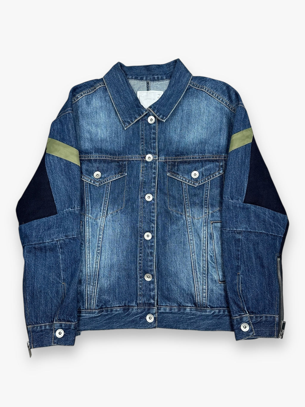 Sacai Denim Jacket Destroy Olive Blue