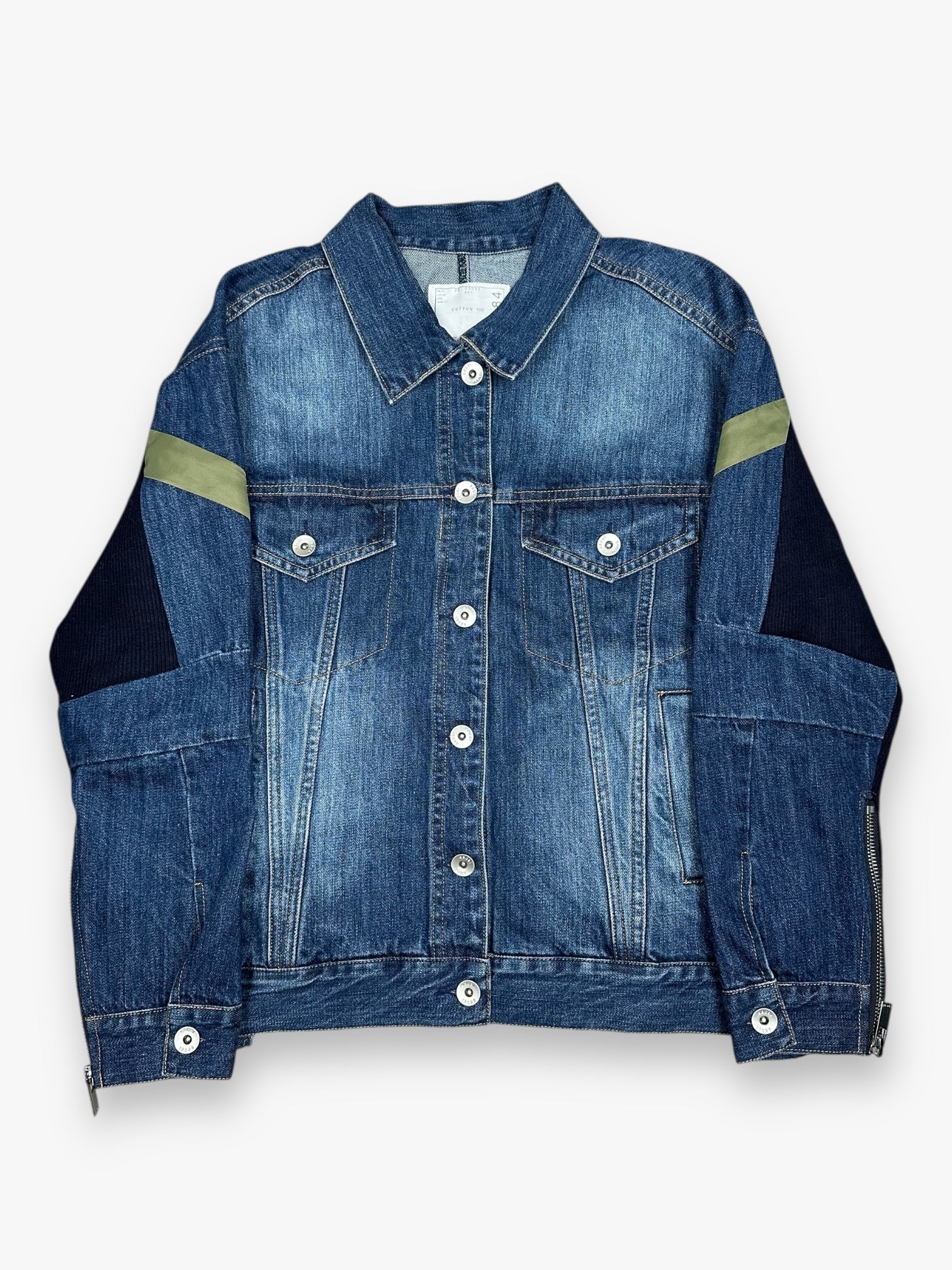 Sacai Denim Jacket Destroy Olive Blue