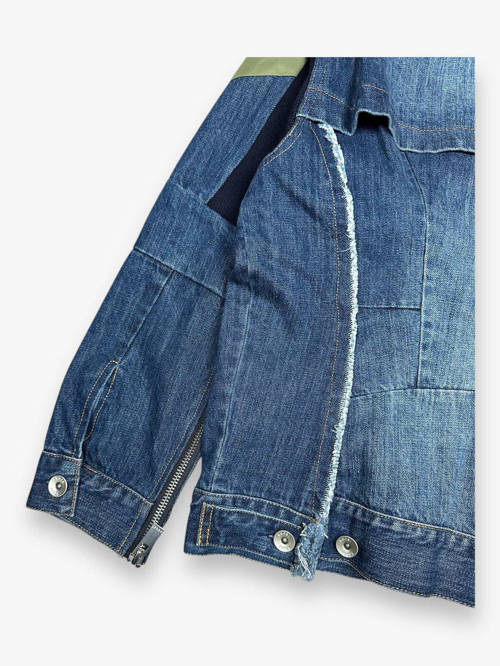 Sacai Denim Jacket Destroy Olive Blue