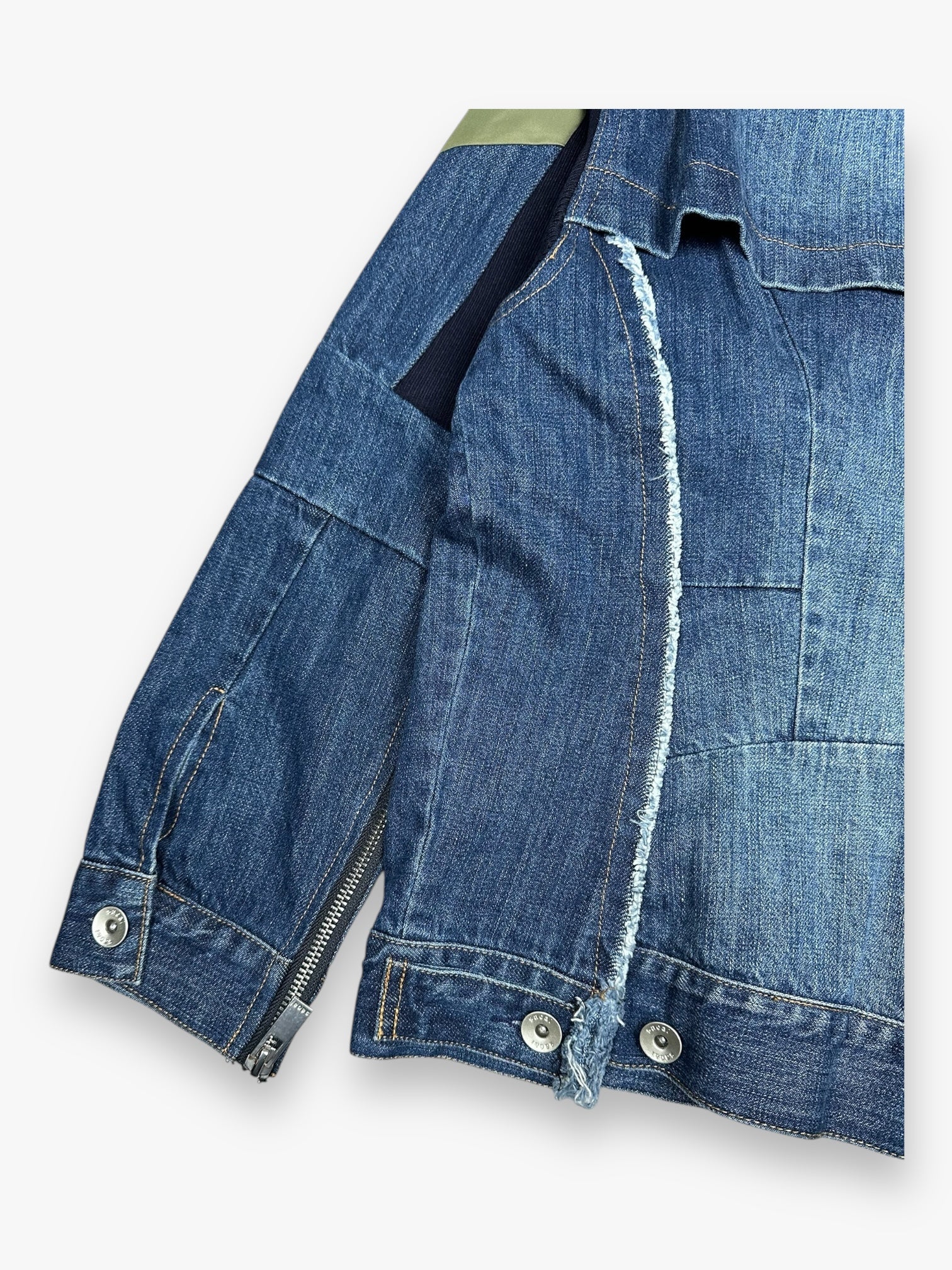 Sacai Denim Jacket Destroy Olive Blue