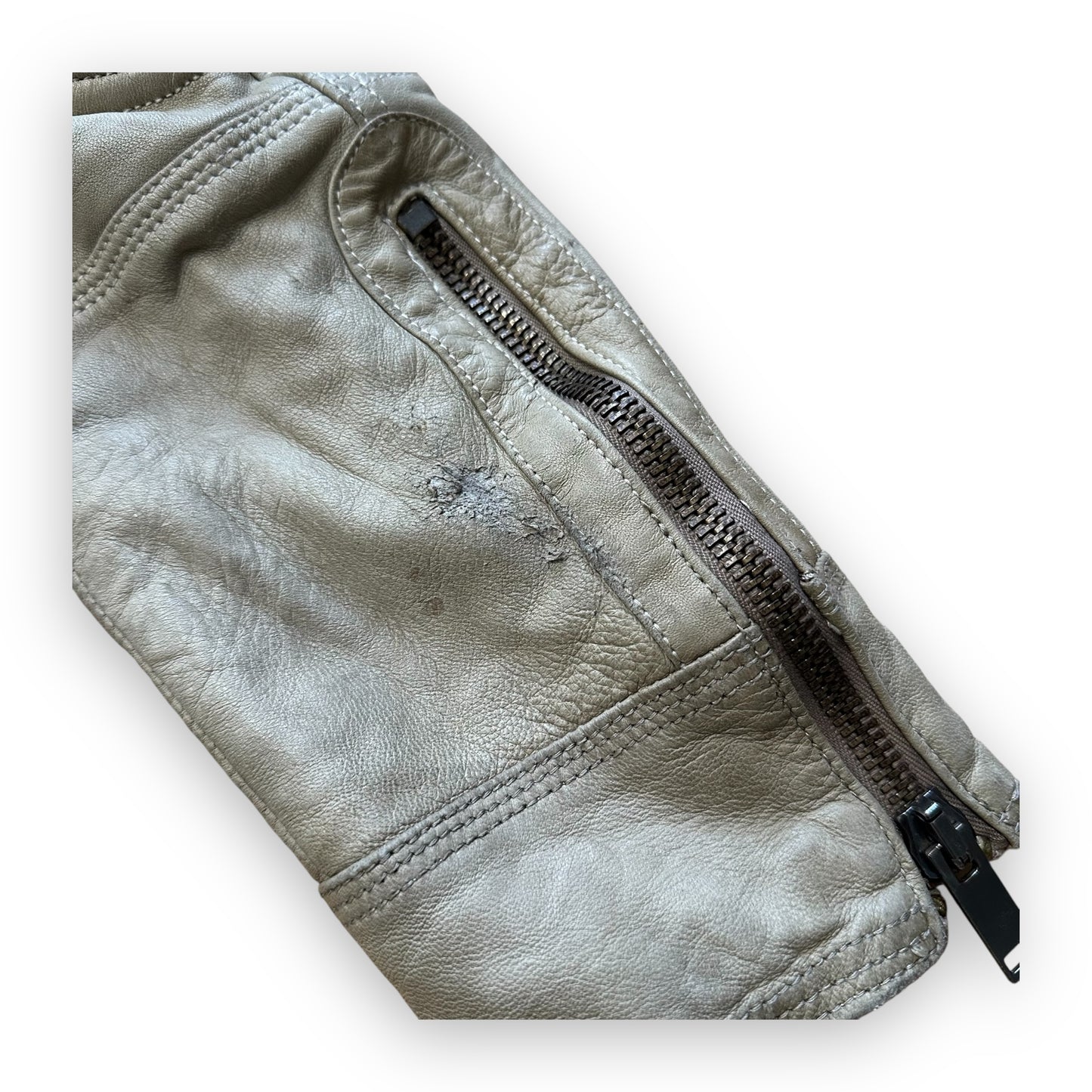Jacket Dolce & Gabbana Leather Astro Biker Cafe Cream FW04 (S)