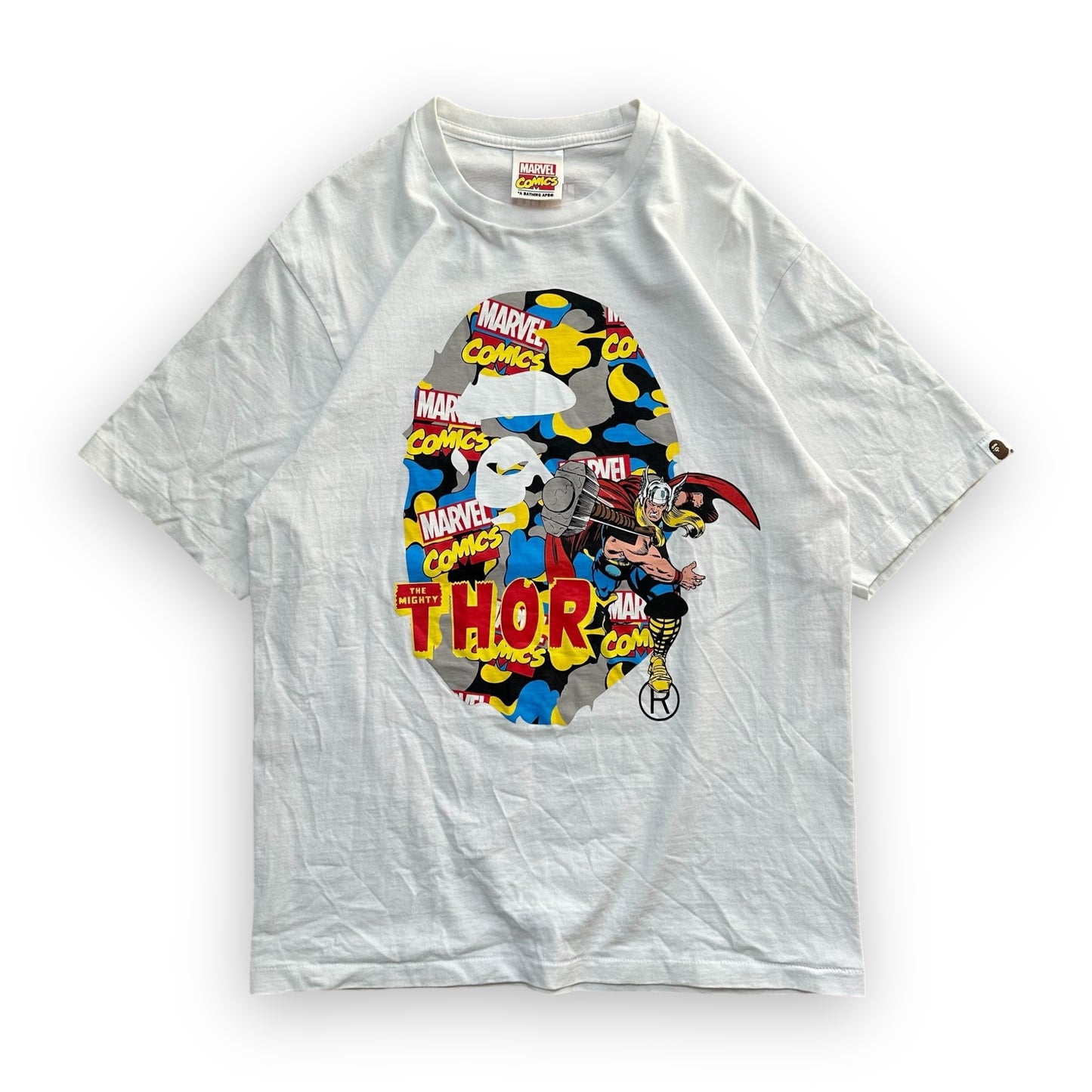 Tee Bape Marvel Comics Camo Mighty Thor White SS21 (M)