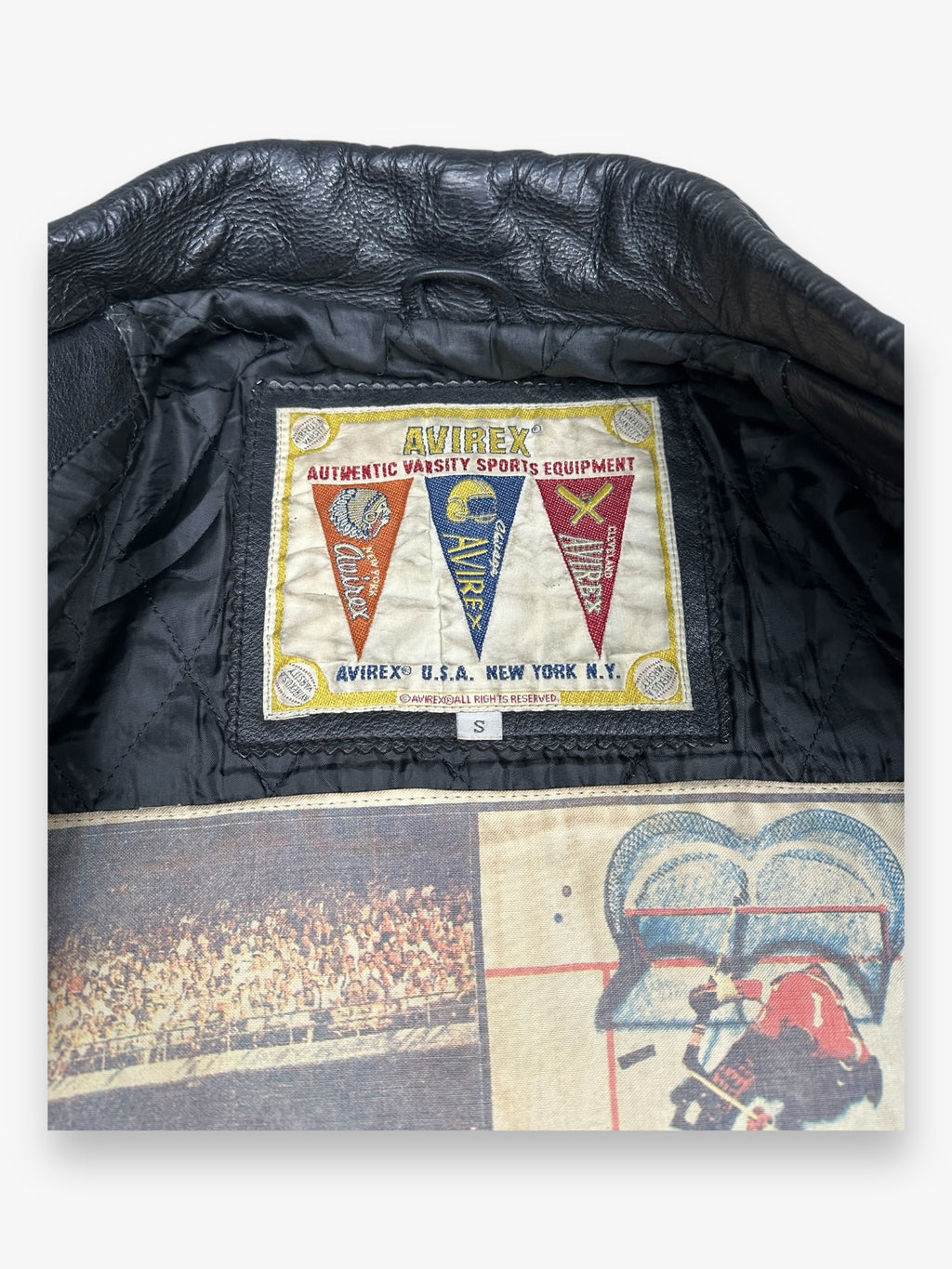 Leather Jacket Avirex « Maximum Velocity » Black Red 90s