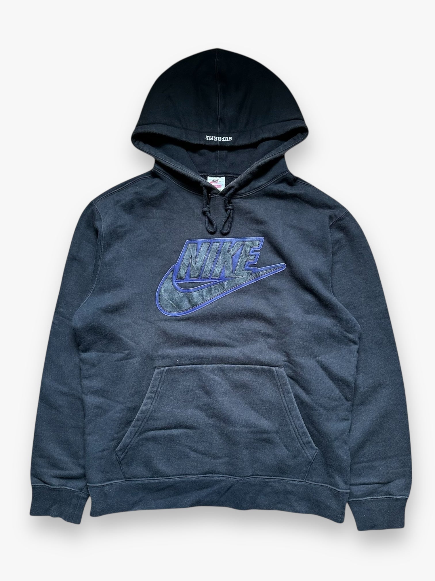 Sweatshirt Hoodie Supreme Nike Leather Applique Black FW19