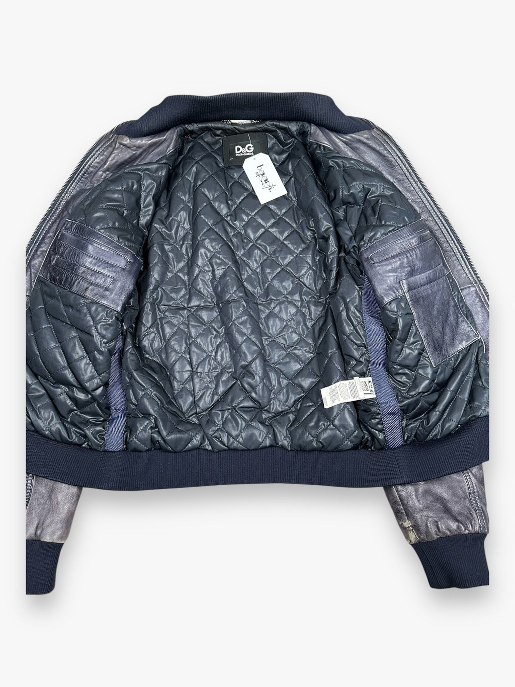 Jacket Leather Hybrid Nylon Dolce & Gabbana Black Navy