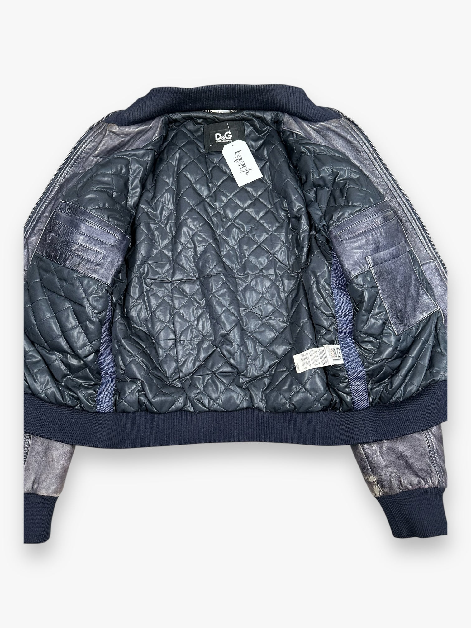 Jacket Leather Hybrid Nylon Dolce & Gabbana Black Navy