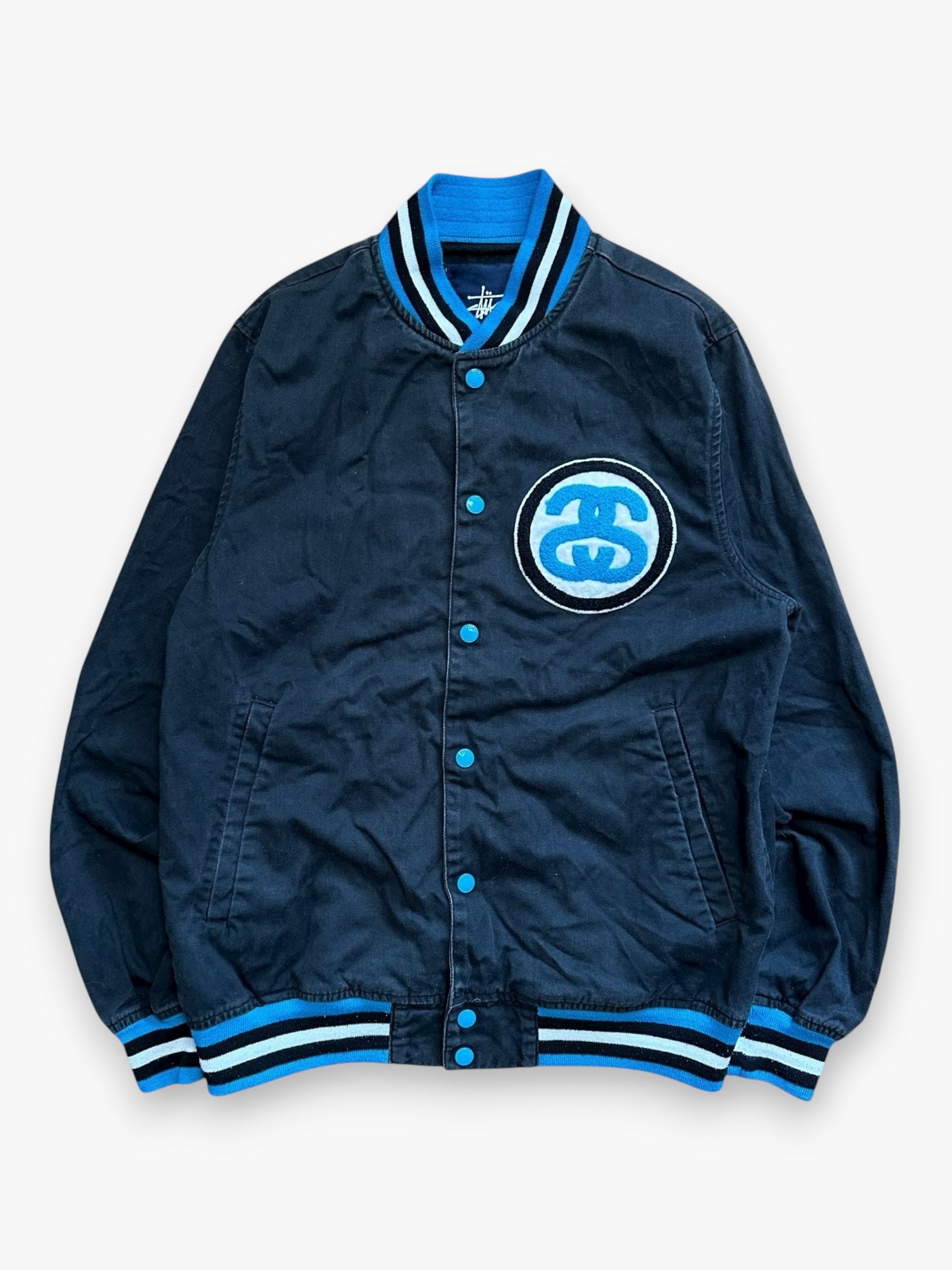 Jacket Stussy Bomber University Black Blue vintage