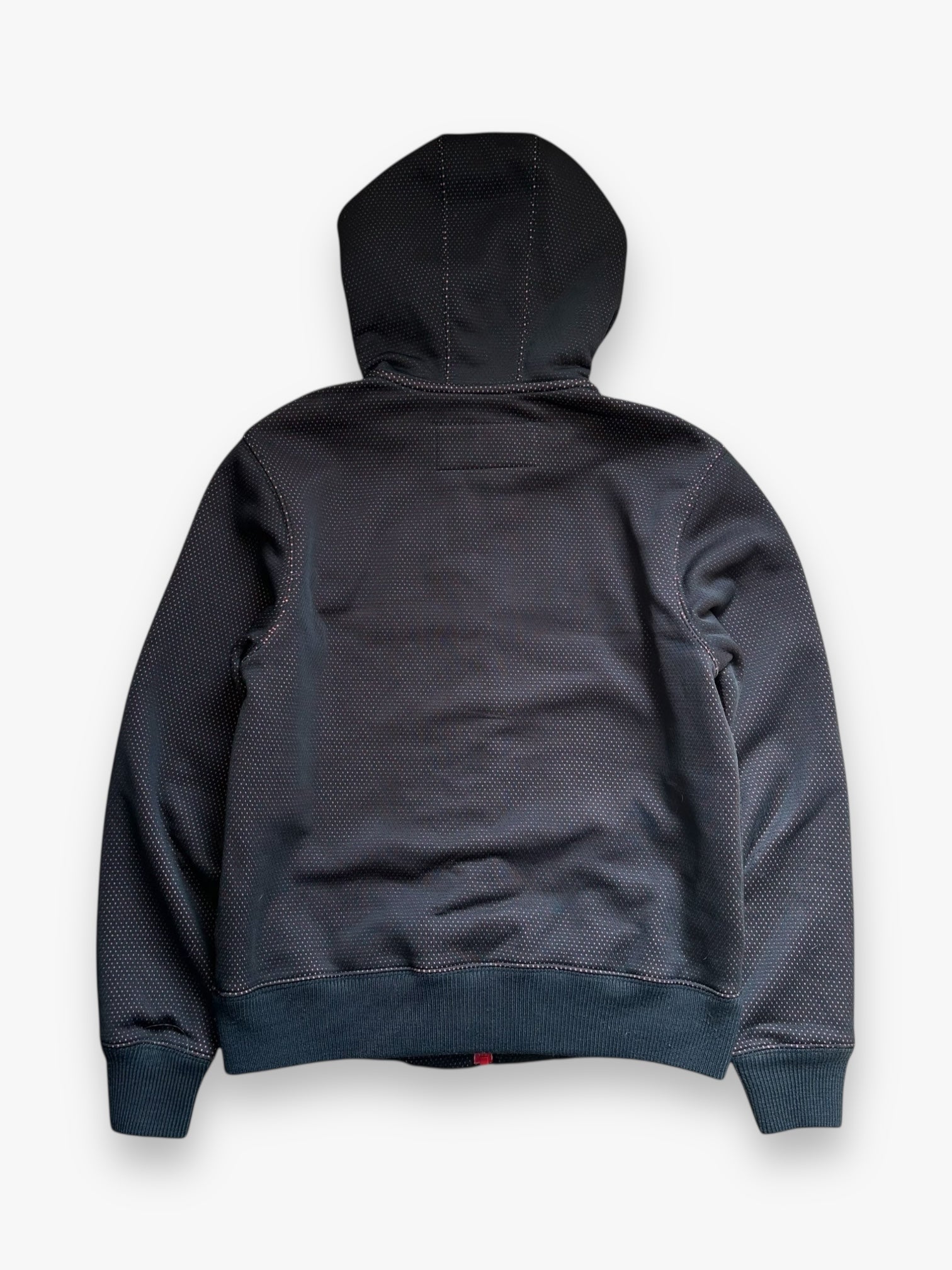 Sweatshirt Hoodie Zip Up Avirex Perforated Black Red vintage