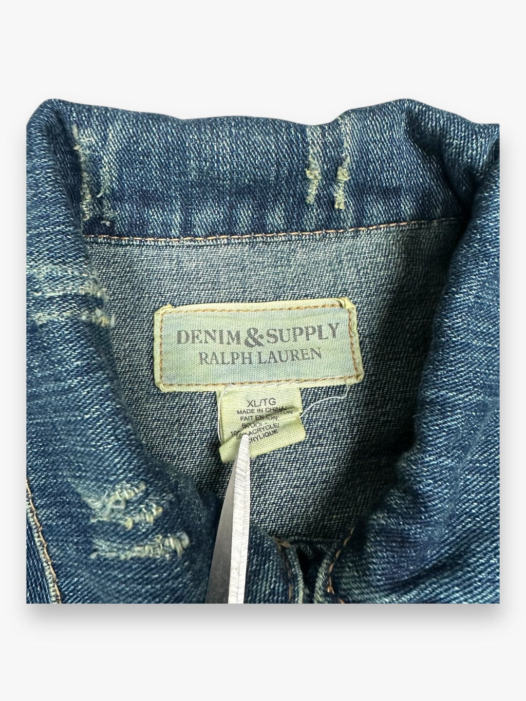 Ralph Lauren Denim &amp; Supply Destroy USA Flag Denim Jacket Blue